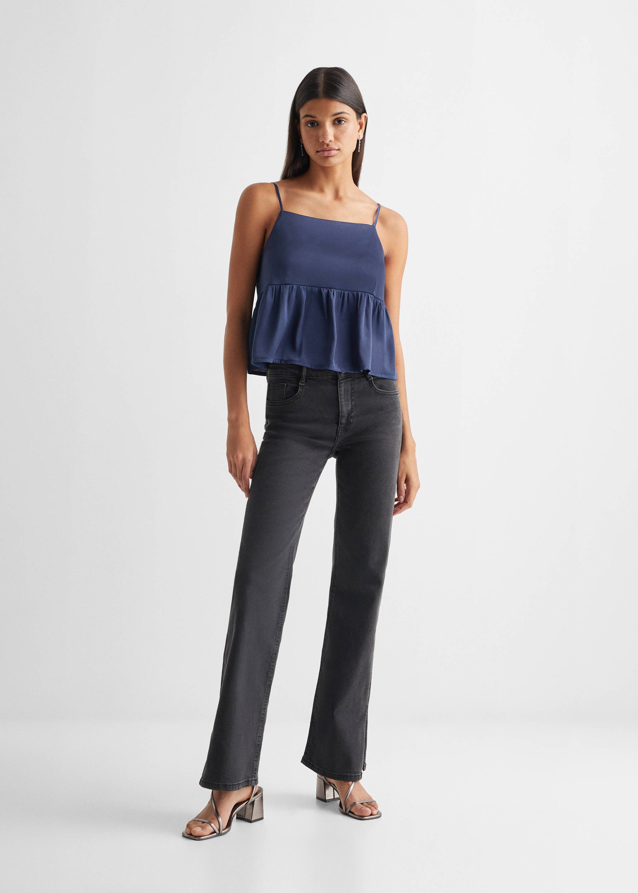 Ruffled satin blouse - General plane