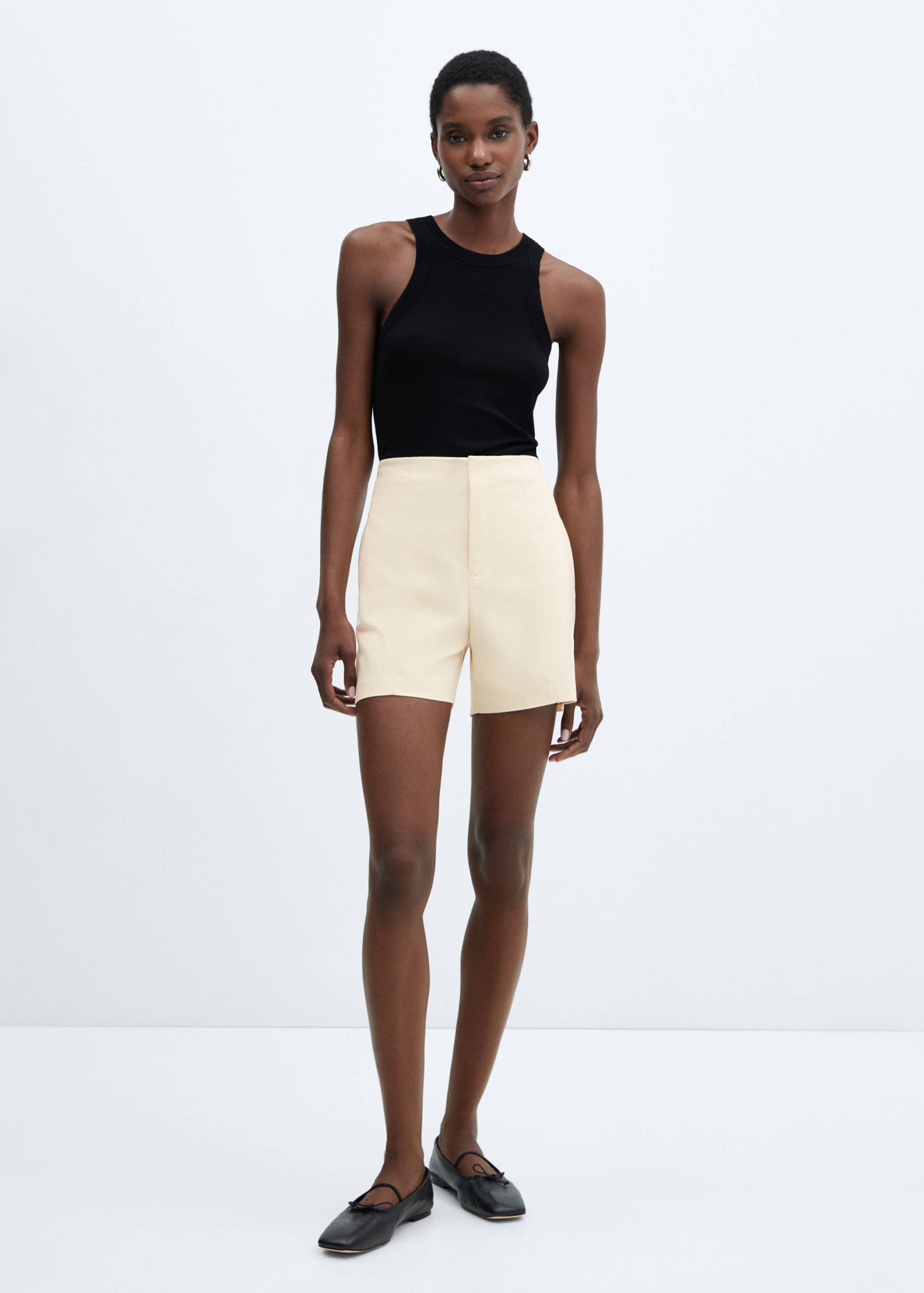 High-waist straight shorts - General plane