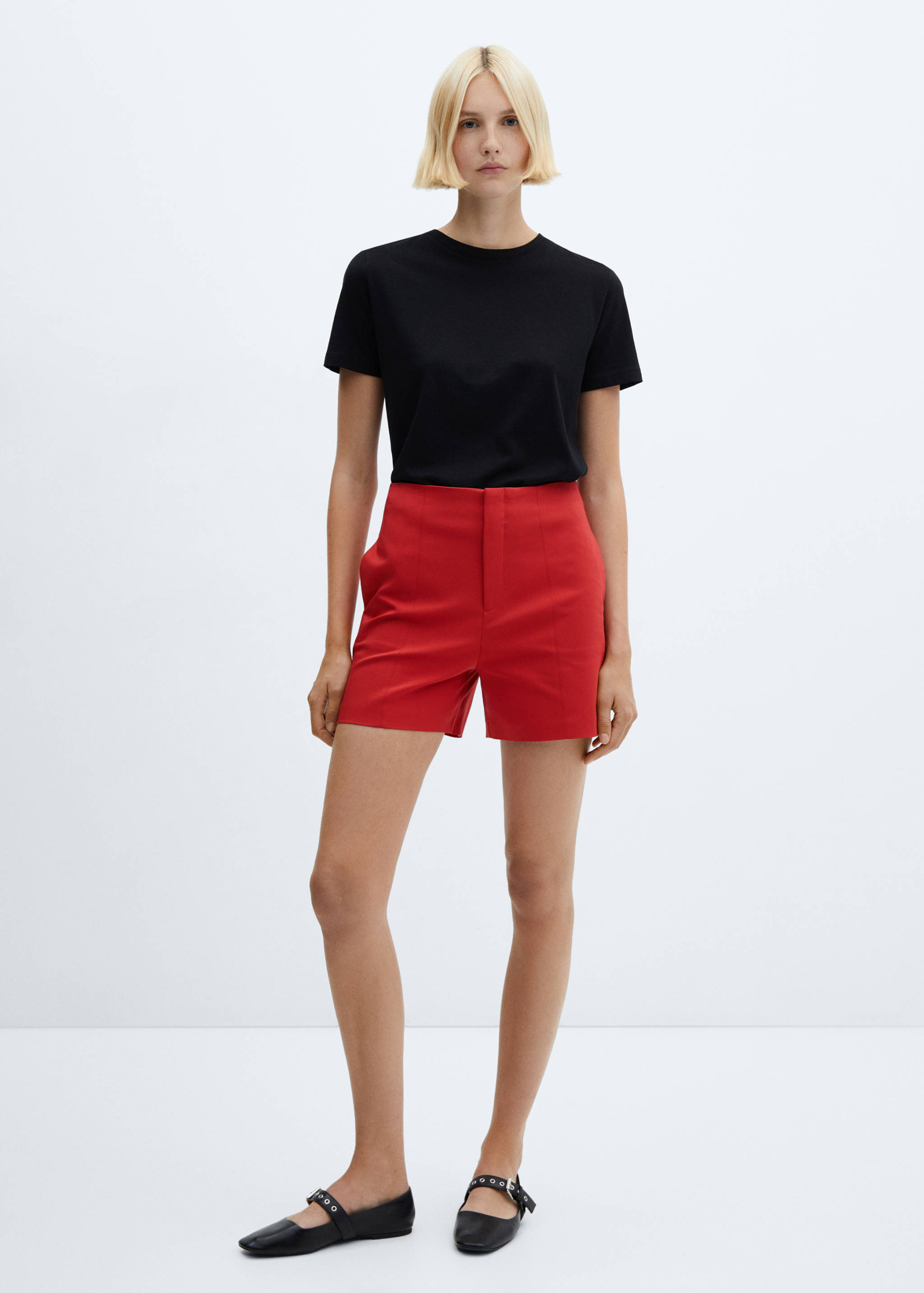 High-waist straight shorts - General plane