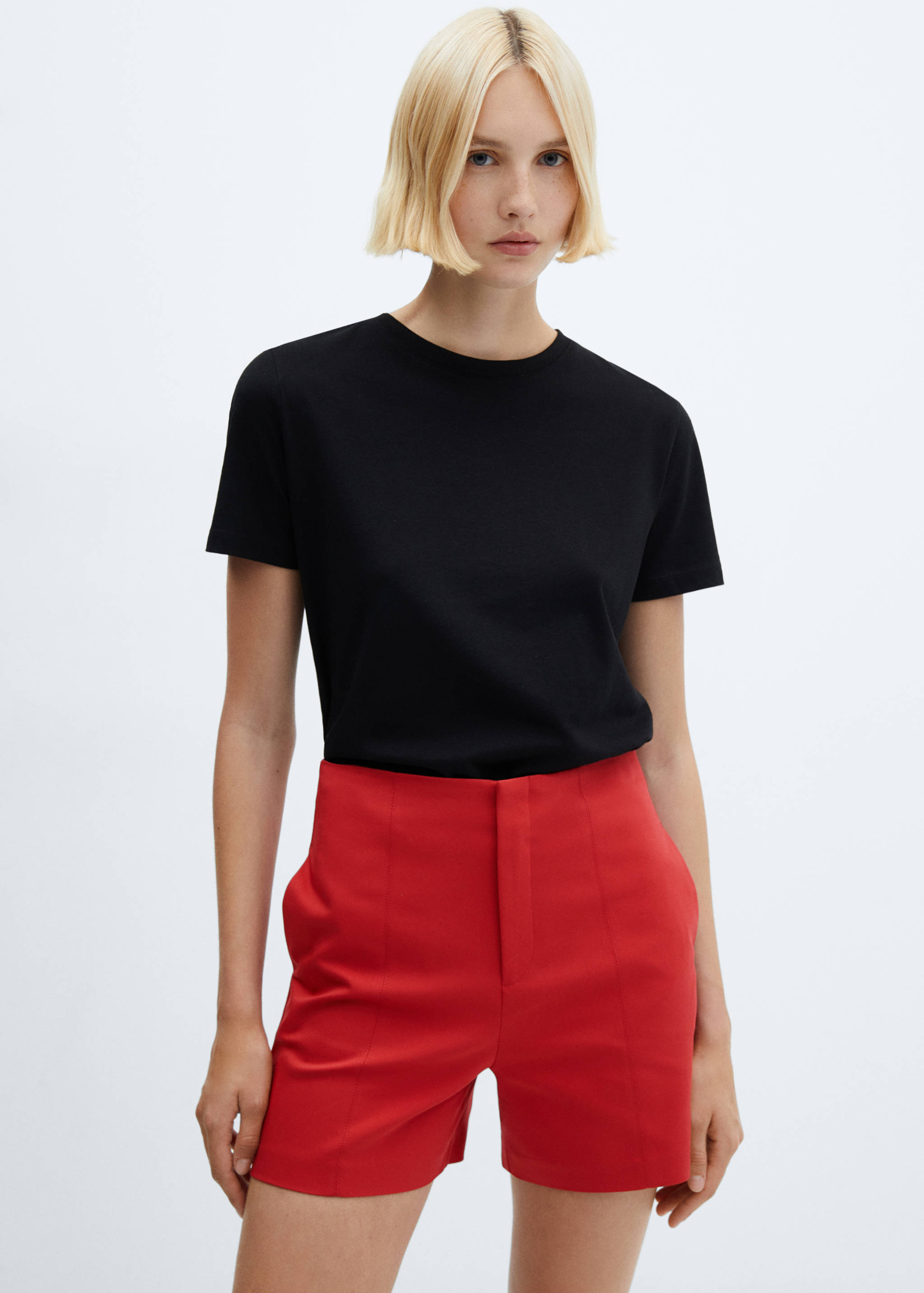 High-waist straight shorts - Medium plane
