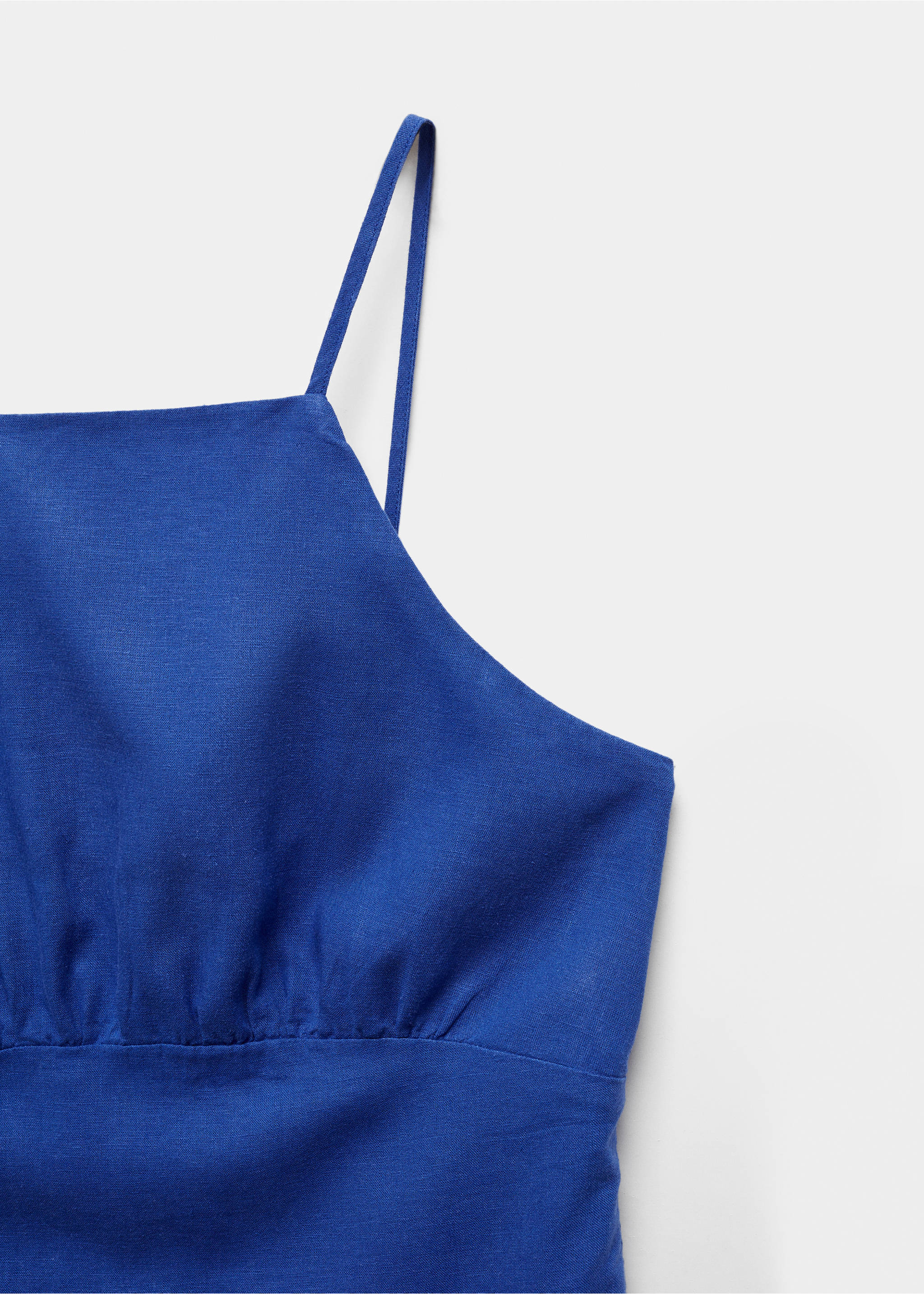 Linen strap dress - Details of the article 8, Blue. Ref: 67000409-00.
