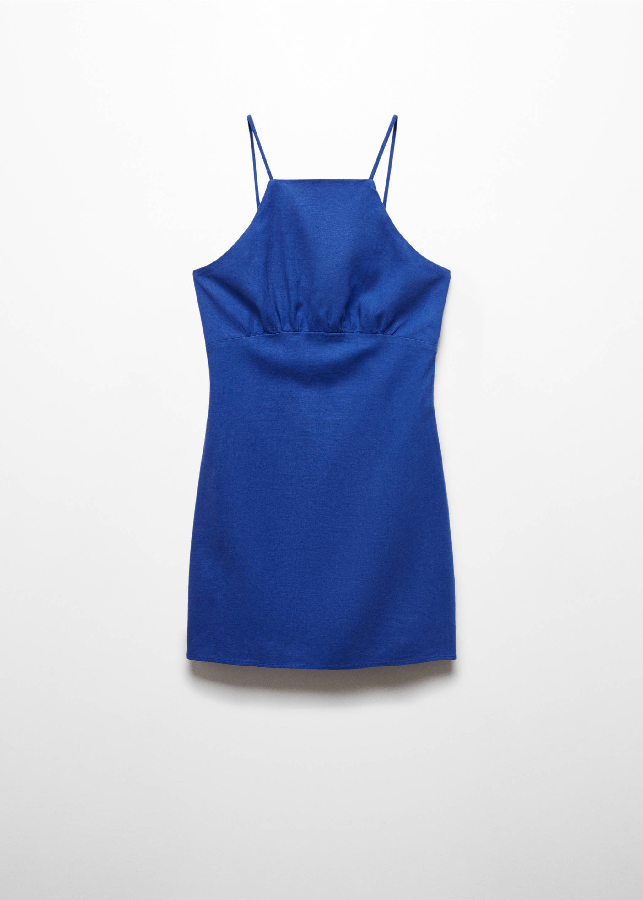Linen strap dress - Article without model, Blue. Ref: 67000409-00.