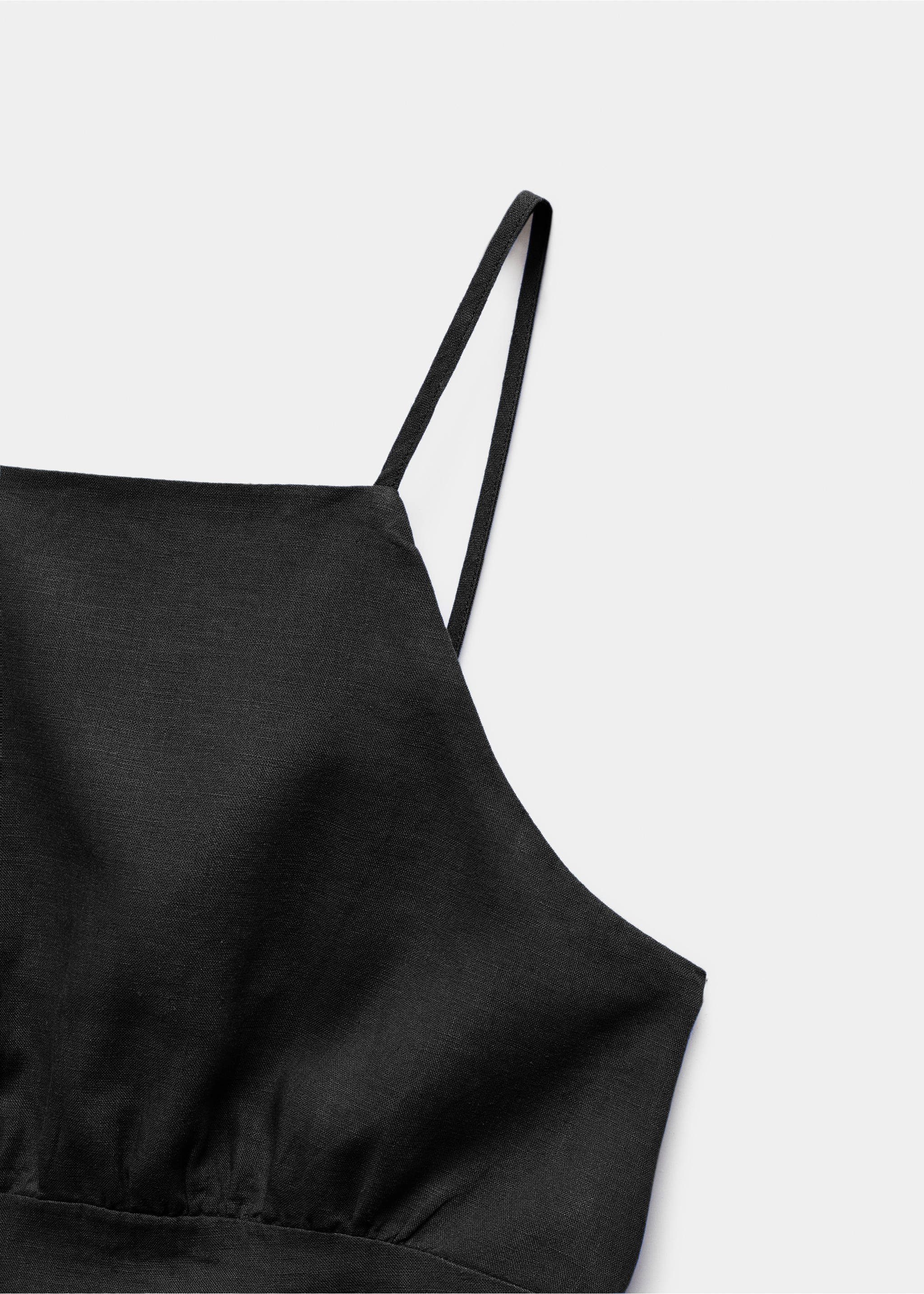 Linen strap dress - Details of the article 8, Black. Ref: 67000409-00.