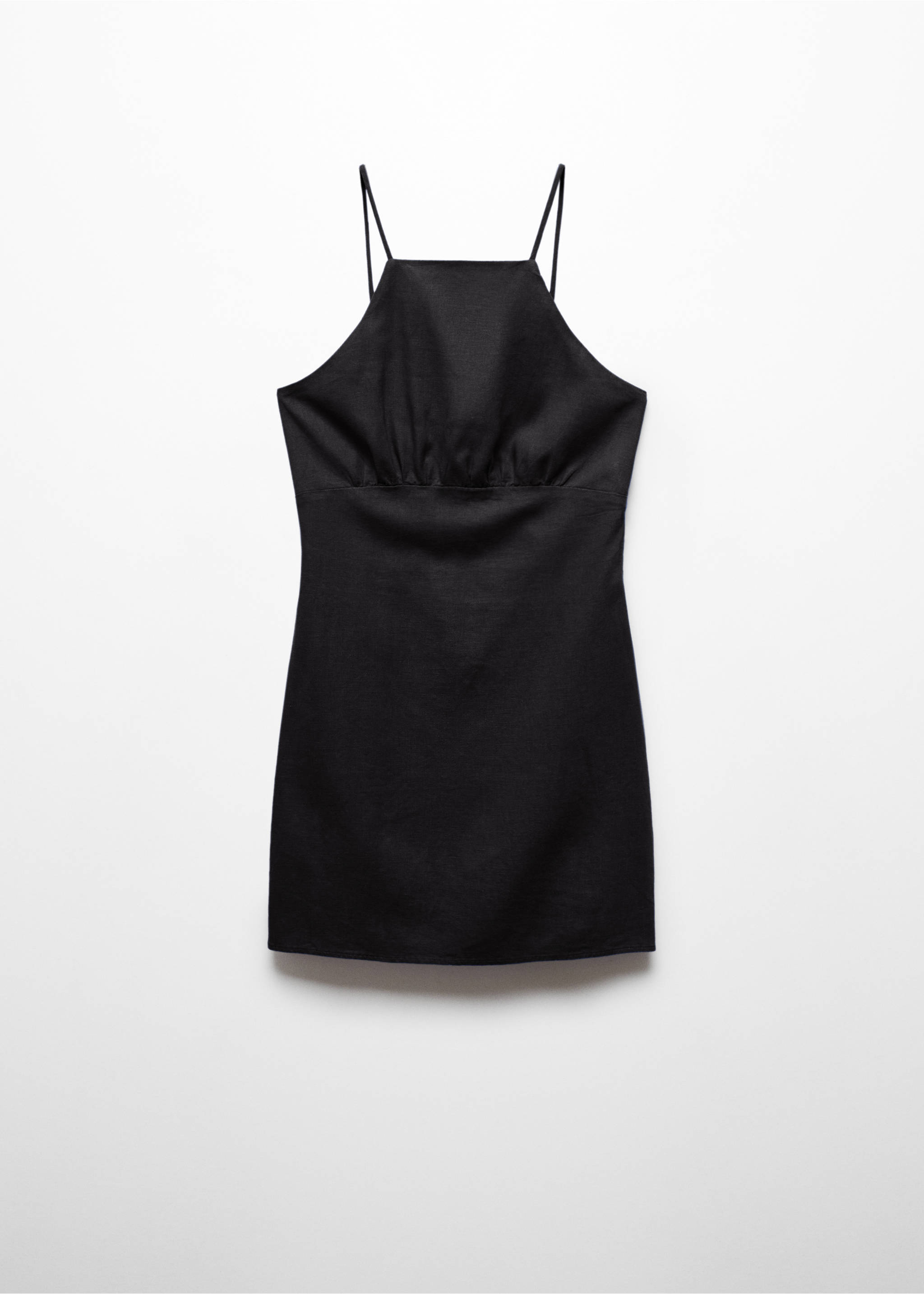 Linen strap dress - Article without model, Black. Ref: 67000409-00.