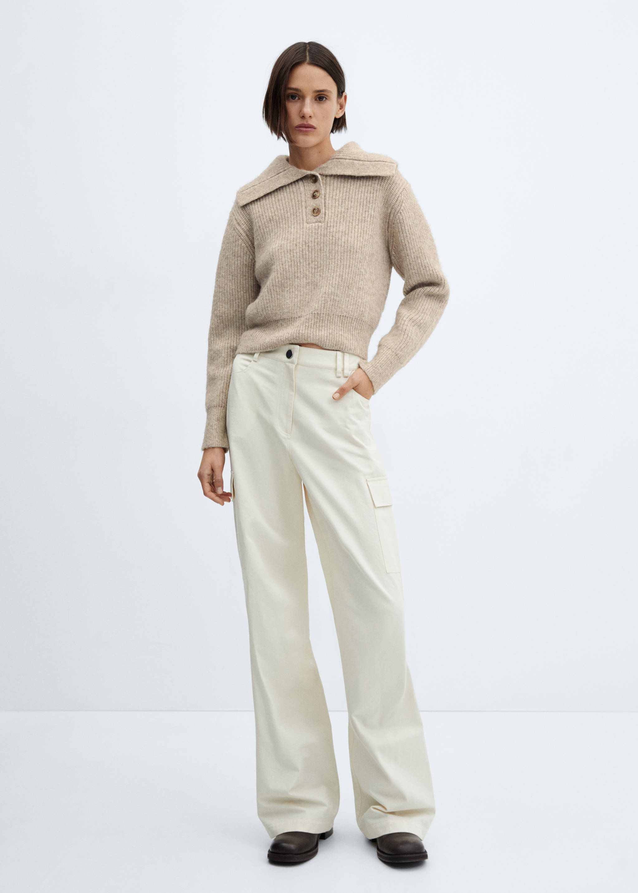 Camp-collar knit sweater - General plane