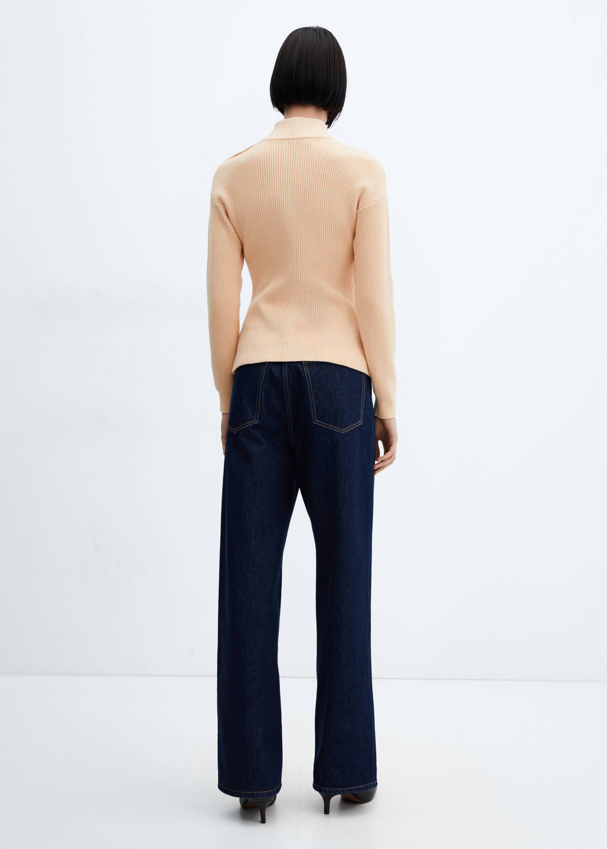 Pull-over maille côtelée boutons épaule - Verso de l’article