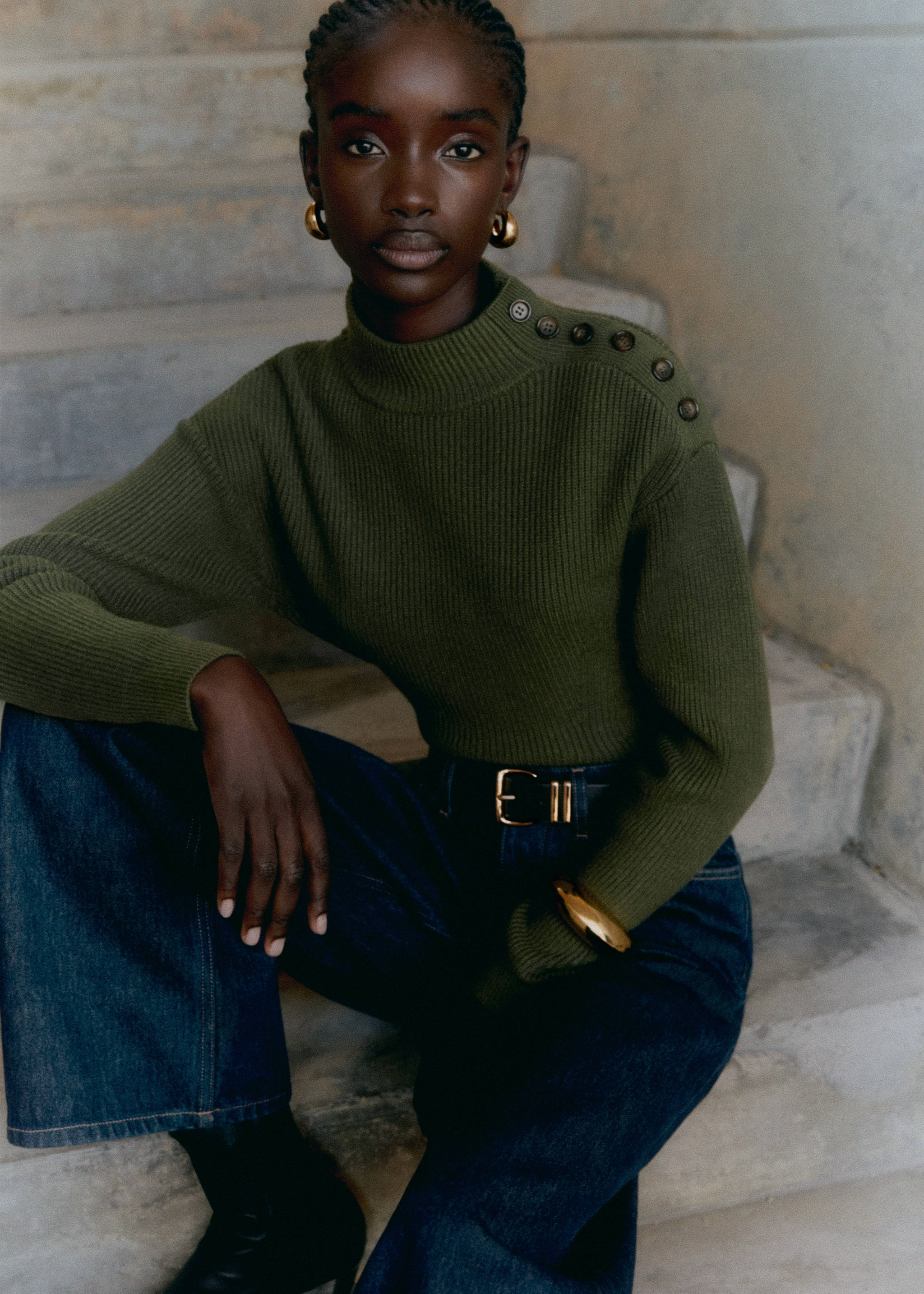 Pull-over maille côtelée boutons épaule - Détail de l'article 6