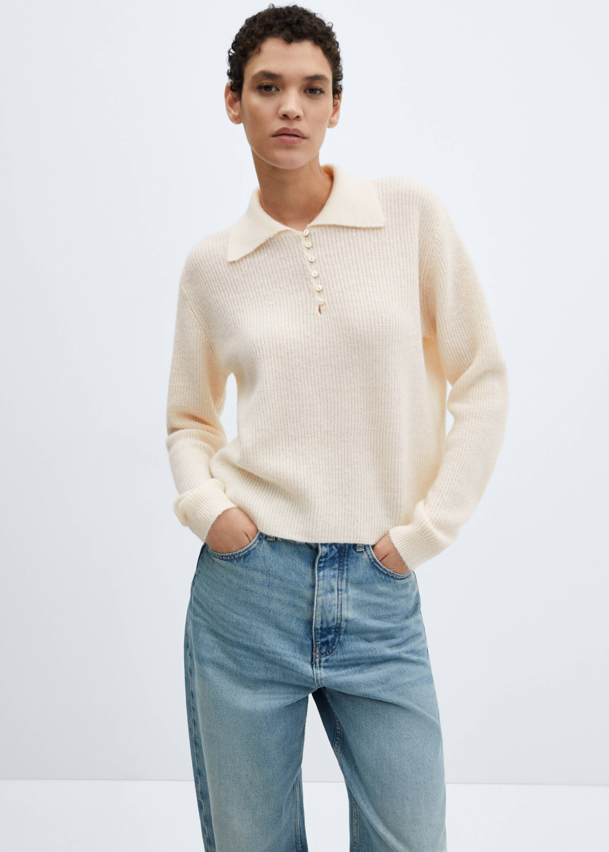 Knitted polo-neck sweater - Medium plane