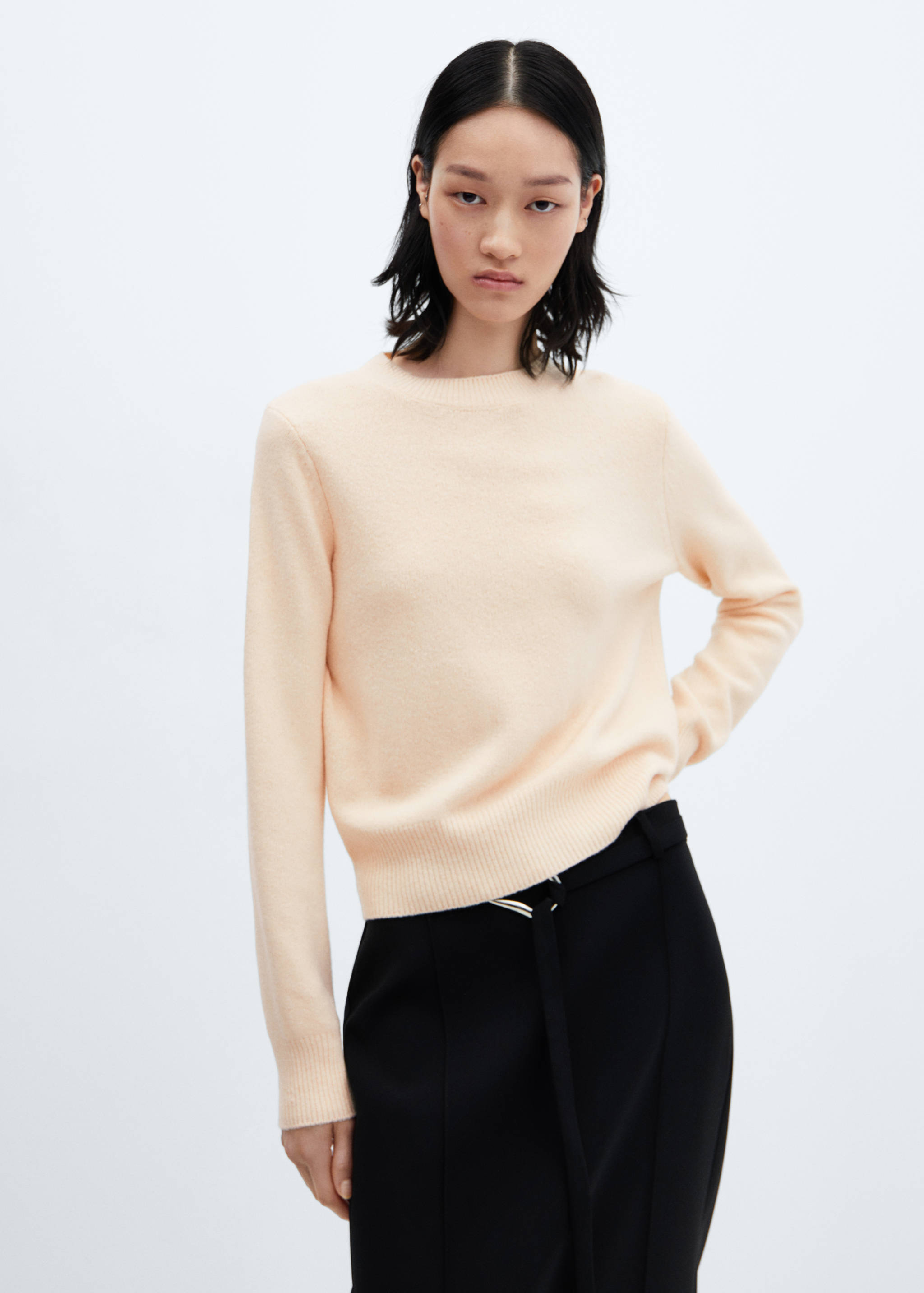 Round-neck knitted sweater - Medium plane