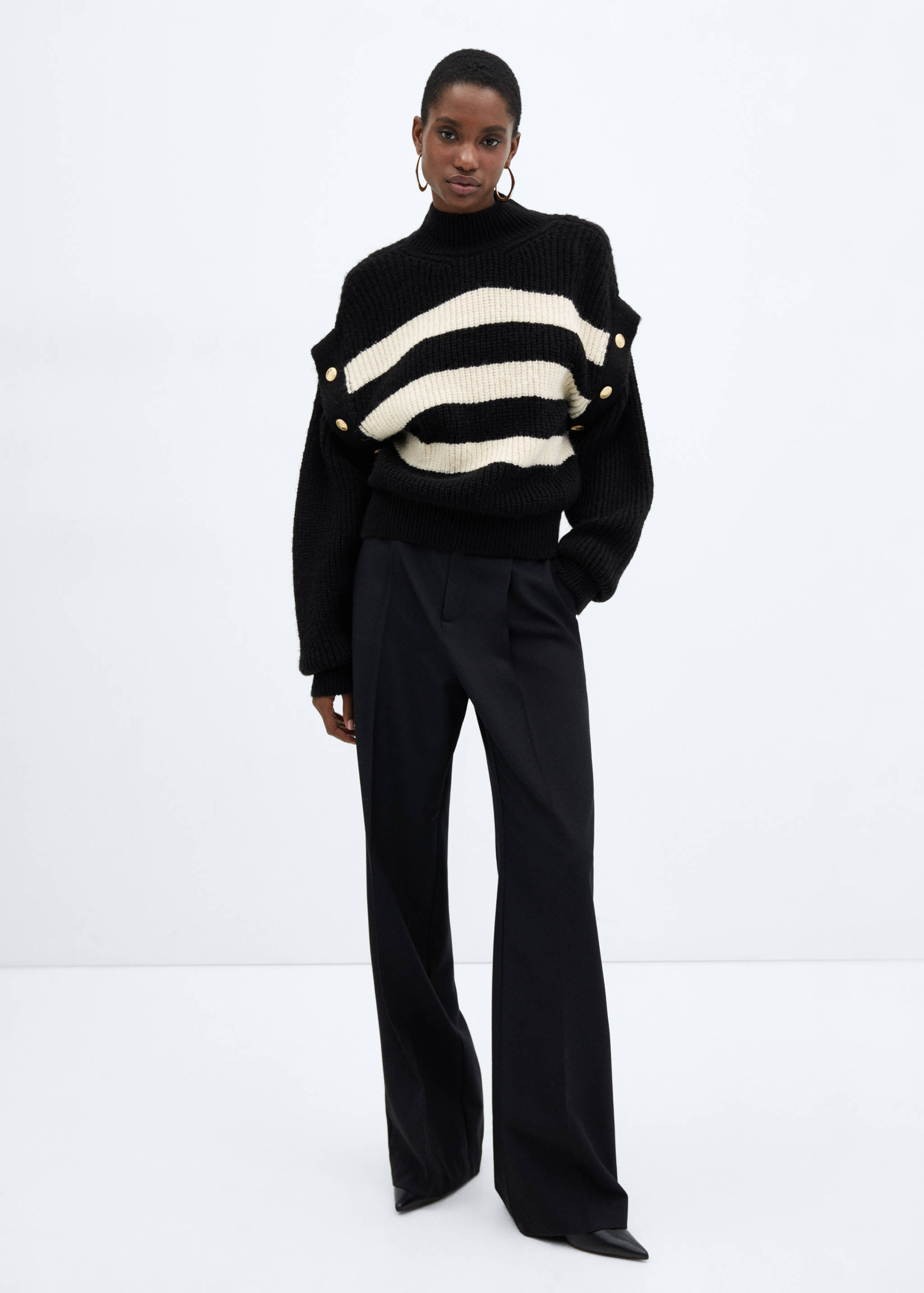 Buttoned striped sweater - General plane