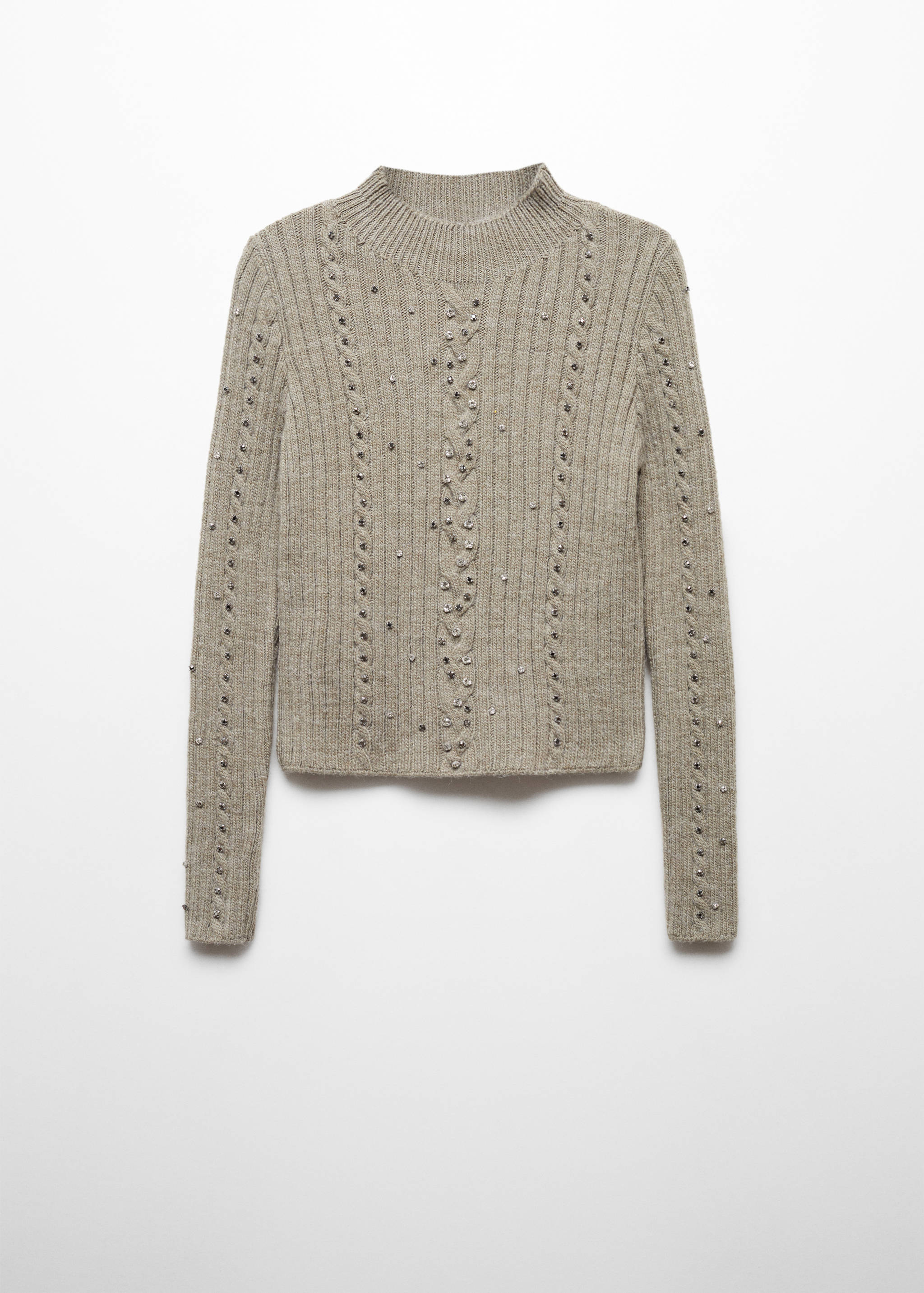 Pull-over maille côtelée détail strass - Article sans modèle