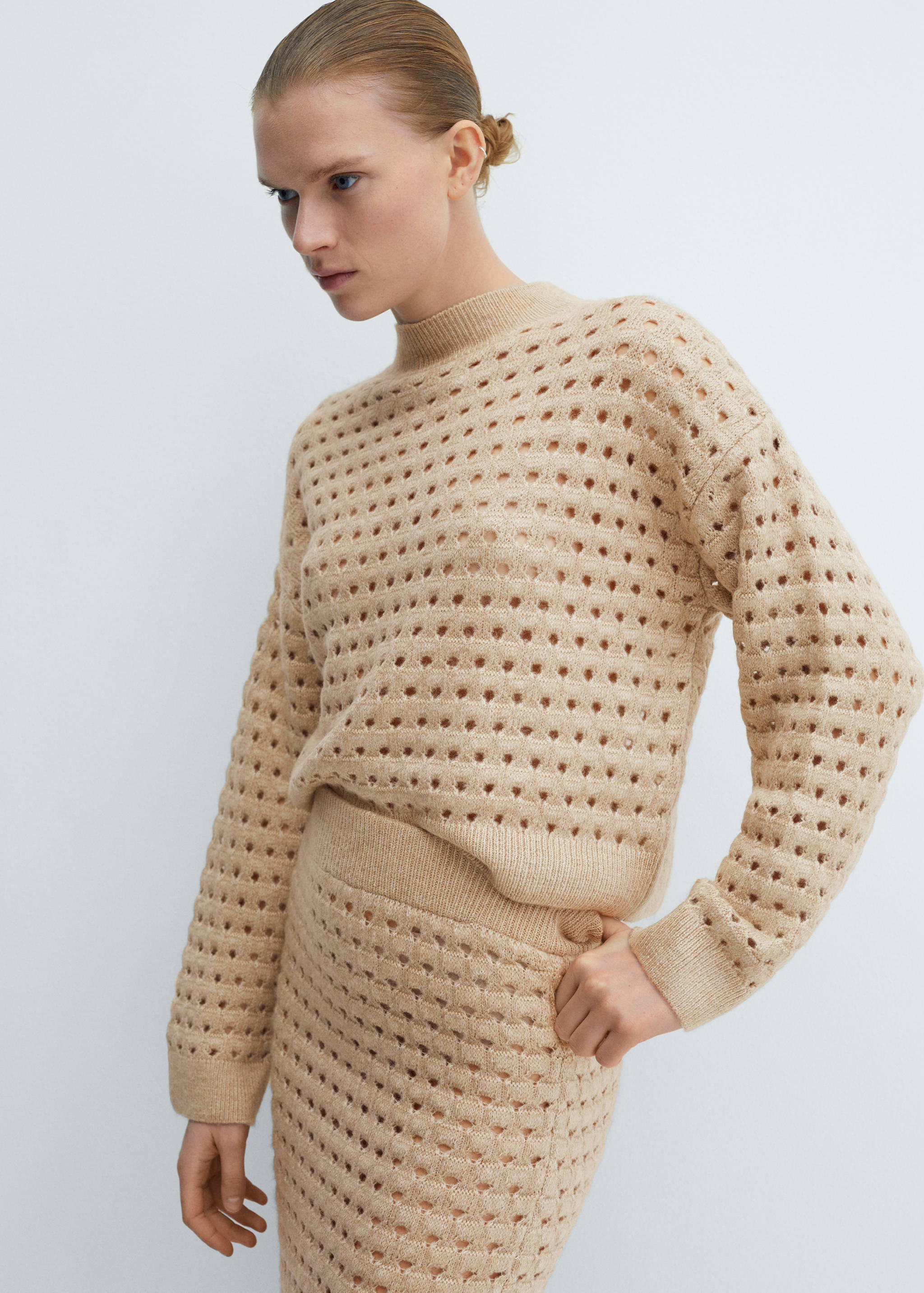 Knitted sweater with openwork details - Medium plane