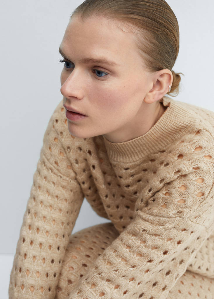 Knitted sweater with openwork details — Light/Pastel Grey