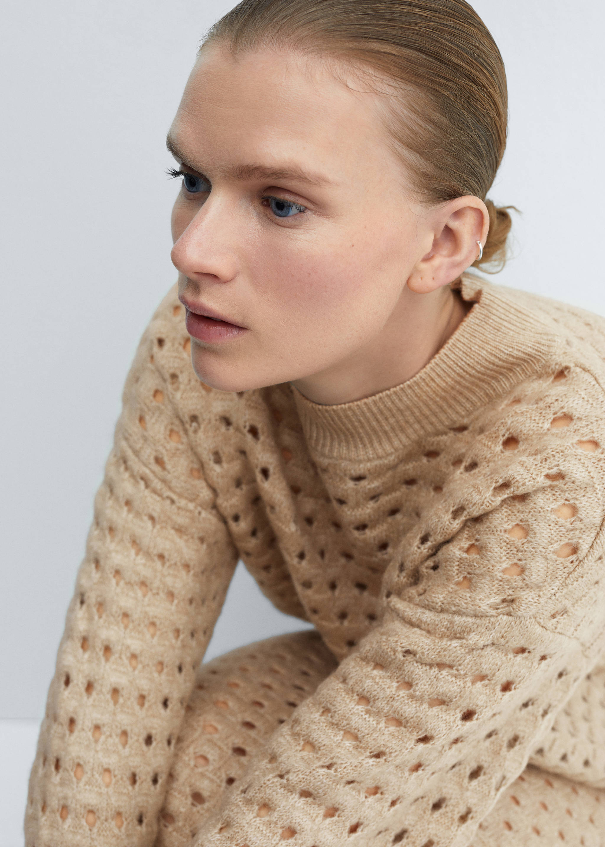 Knitted sweater with openwork details - Details of the article 1