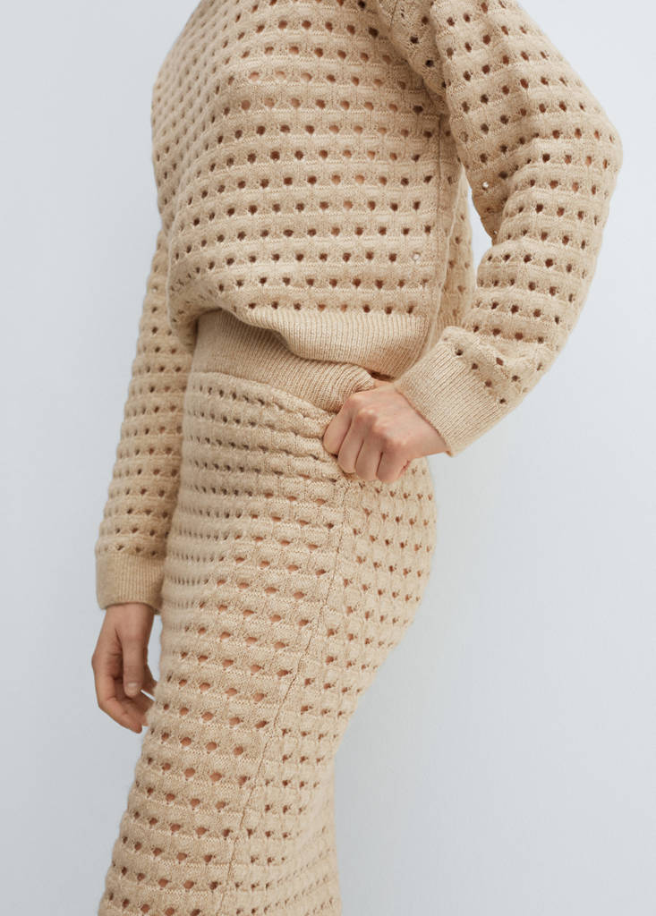 Knitted sweater with openwork details — Light/Pastel Grey