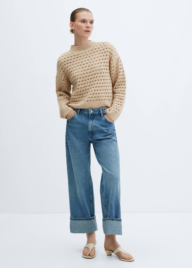 Knitted sweater with openwork details — Light/Pastel Grey