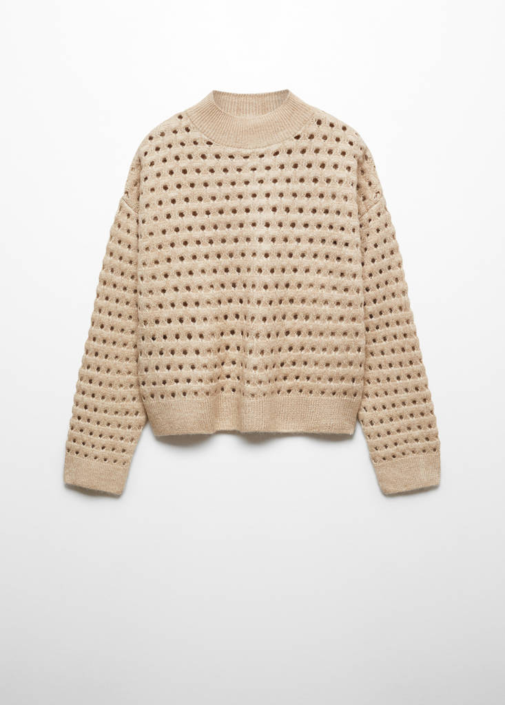 Knitted sweater with openwork details — Light/Pastel Grey