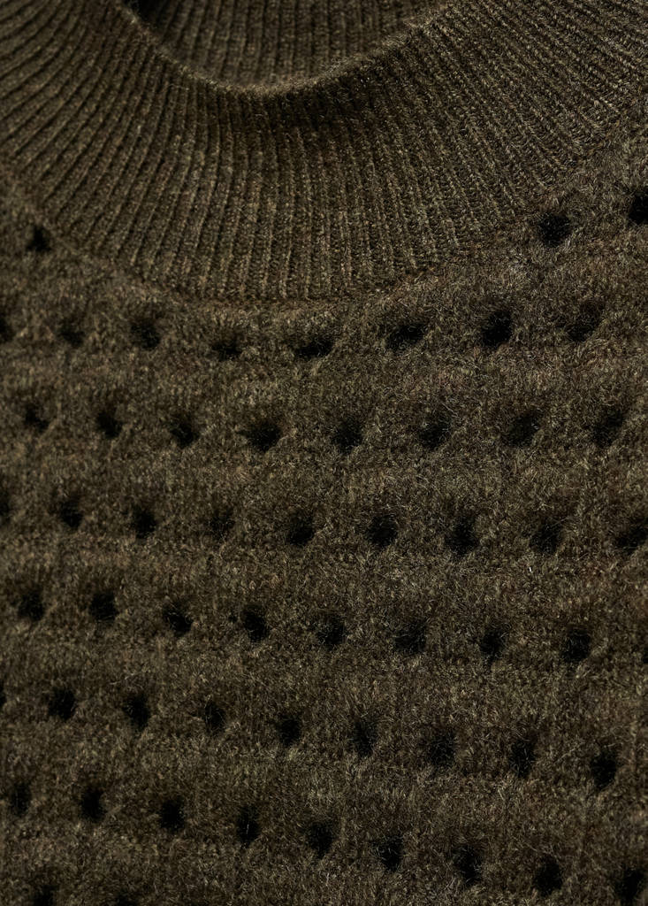 Knitted sweater with openwork details — Khaki