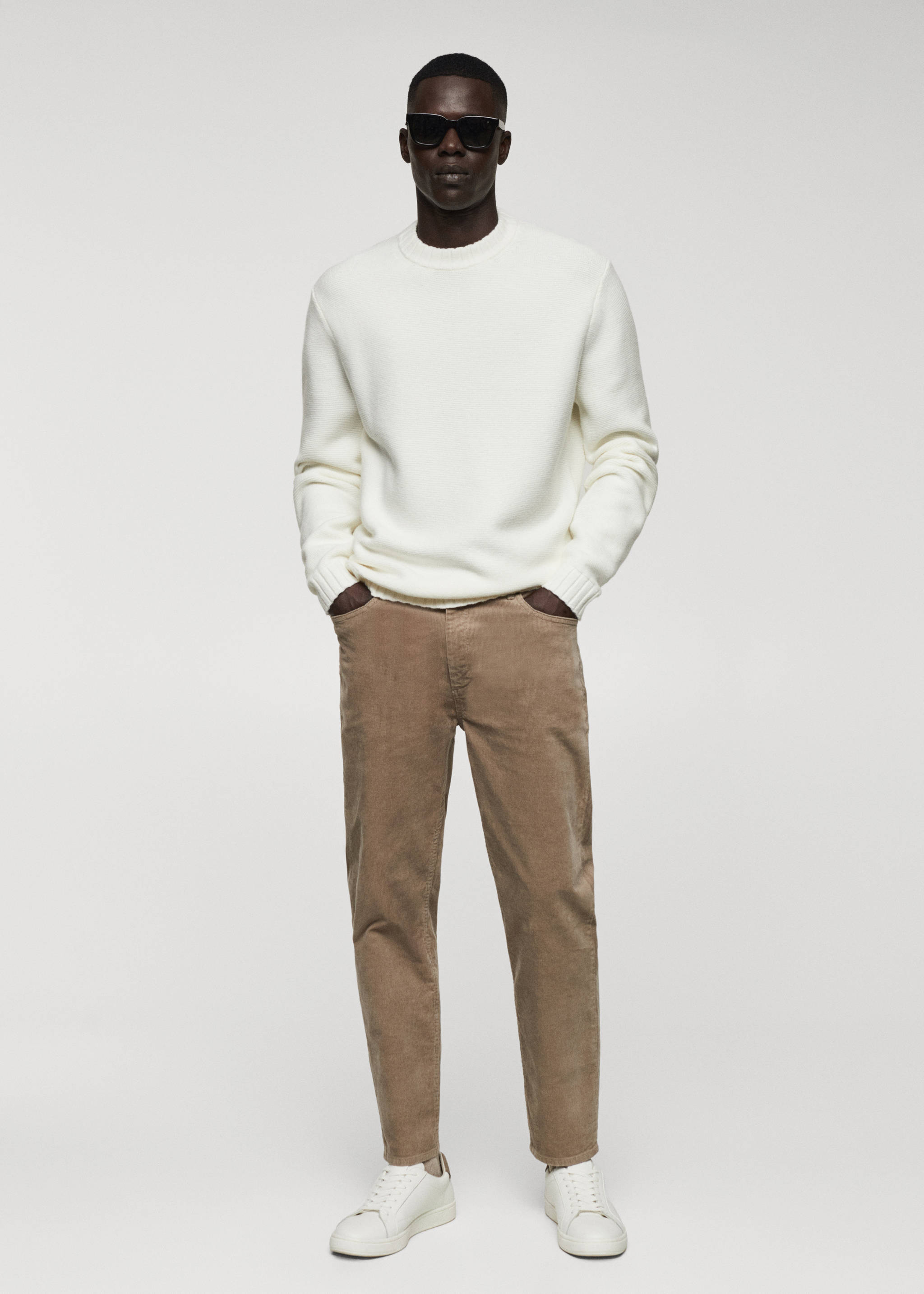 Micro-corduroy slim-fit trousers - General plane