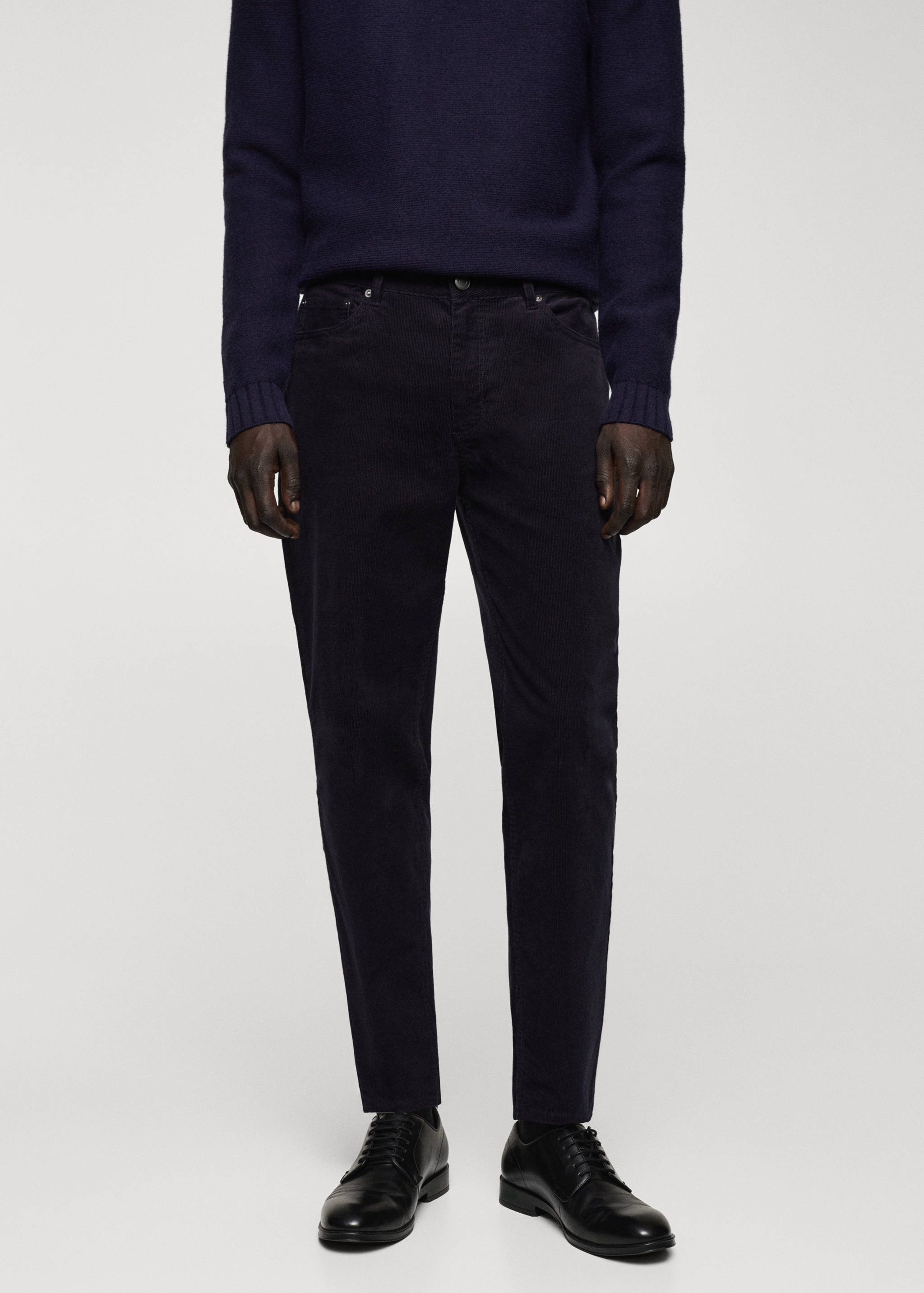 Micro-corduroy slim-fit trousers - Medium plane