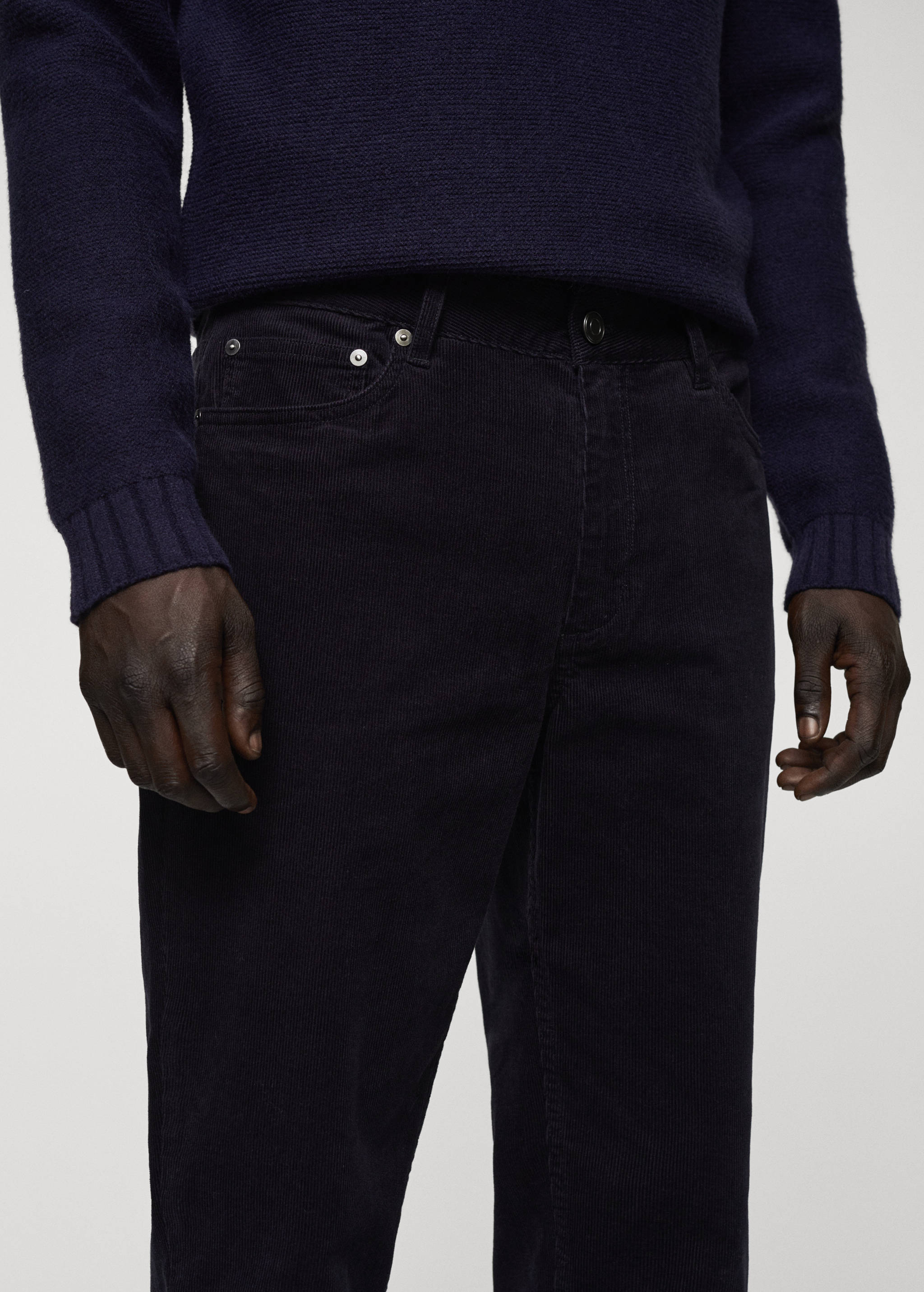 Micro-corduroy slim-fit trousers - Details of the article 1