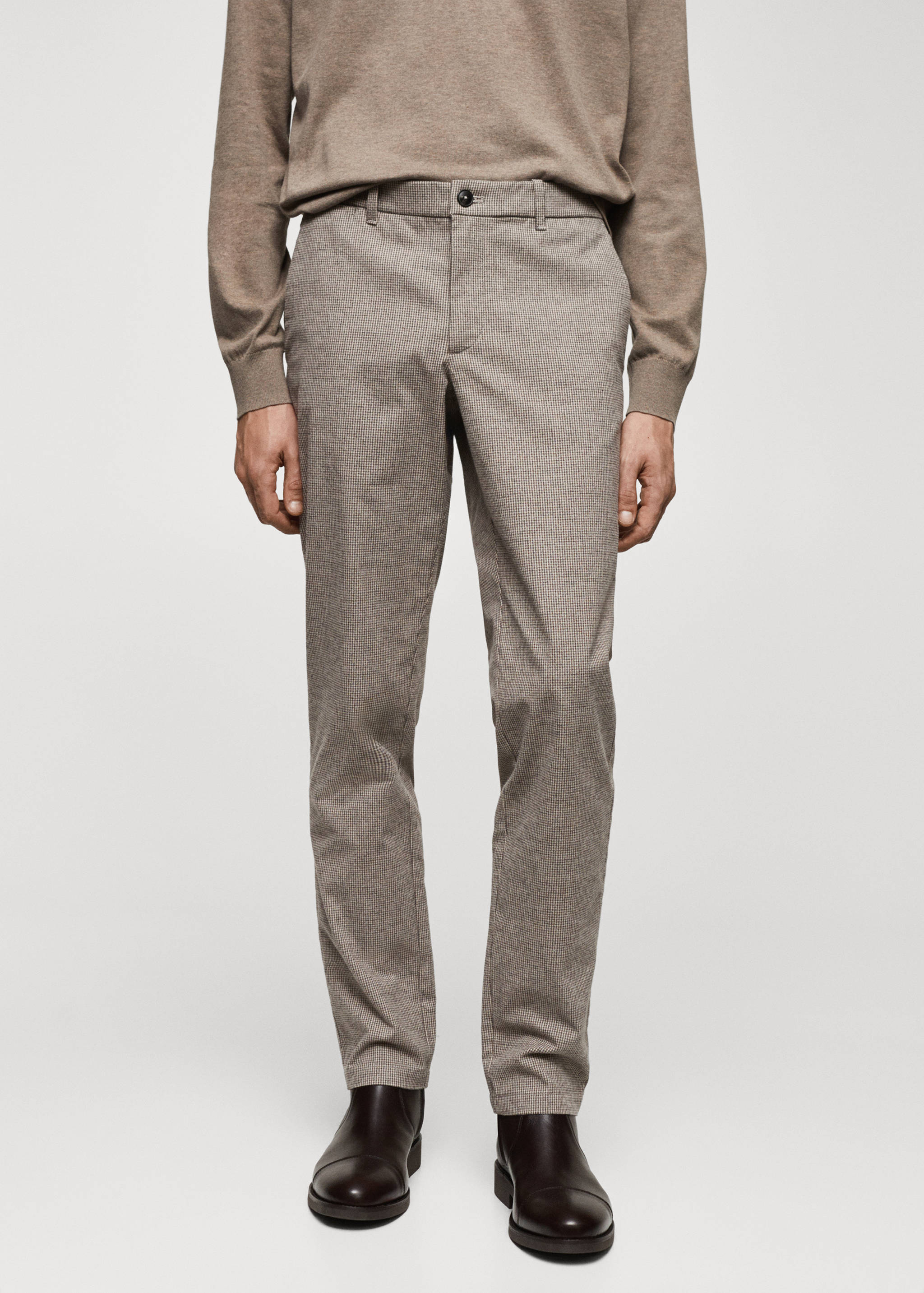 Slim-fit cotton micro-houndstooth slim-fit trousers - Medium plane