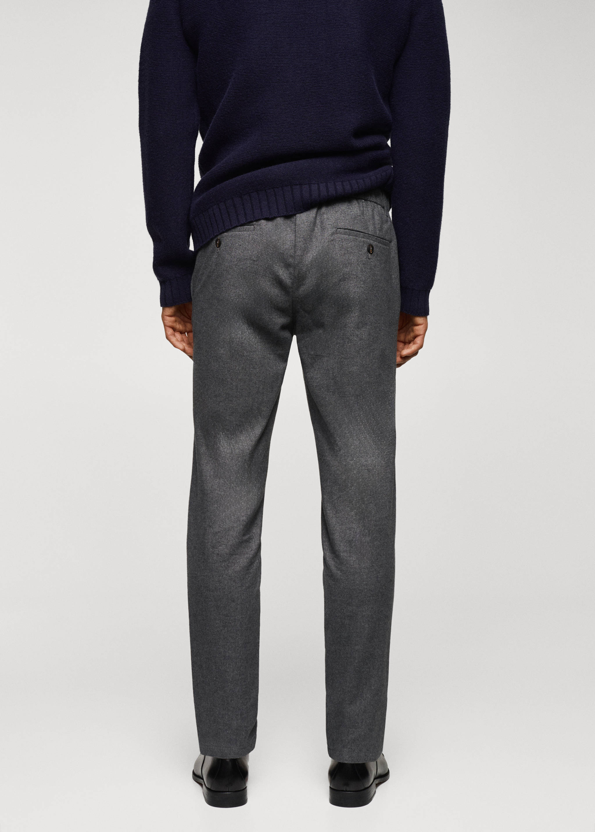 Slim fit structured cotton trousers - Reverse of the article