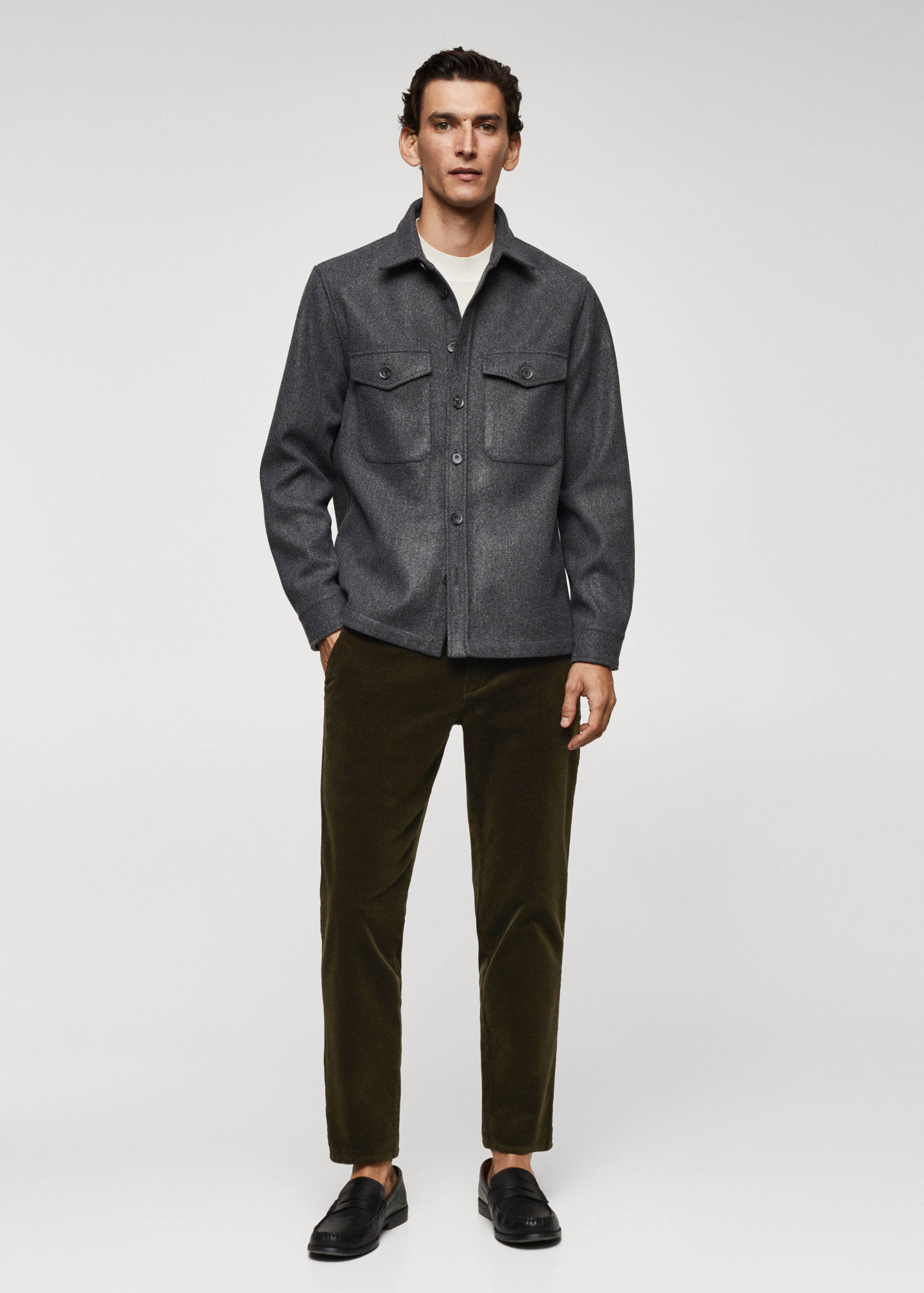 Pantalón pana slim fit cordón - Plano general