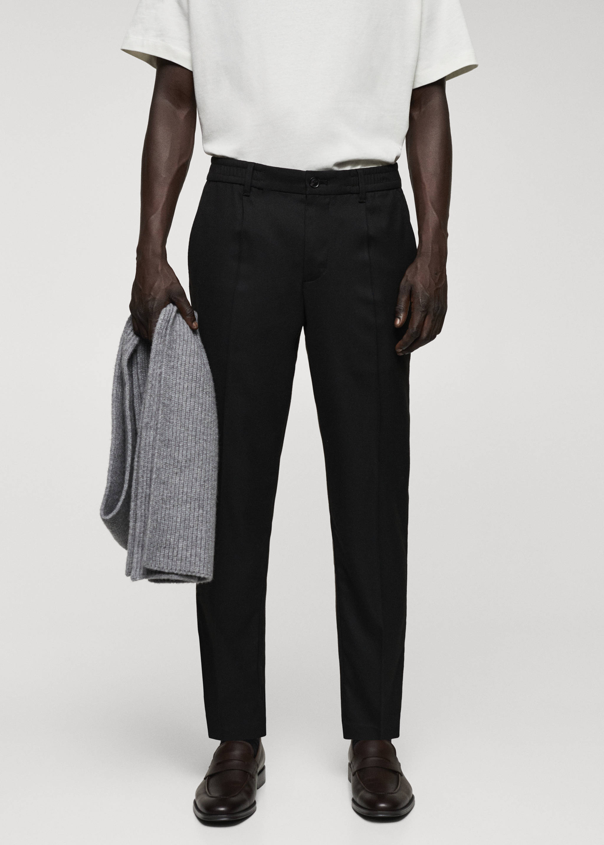 Pantalon coton slim-fit pinces - Plan moyen