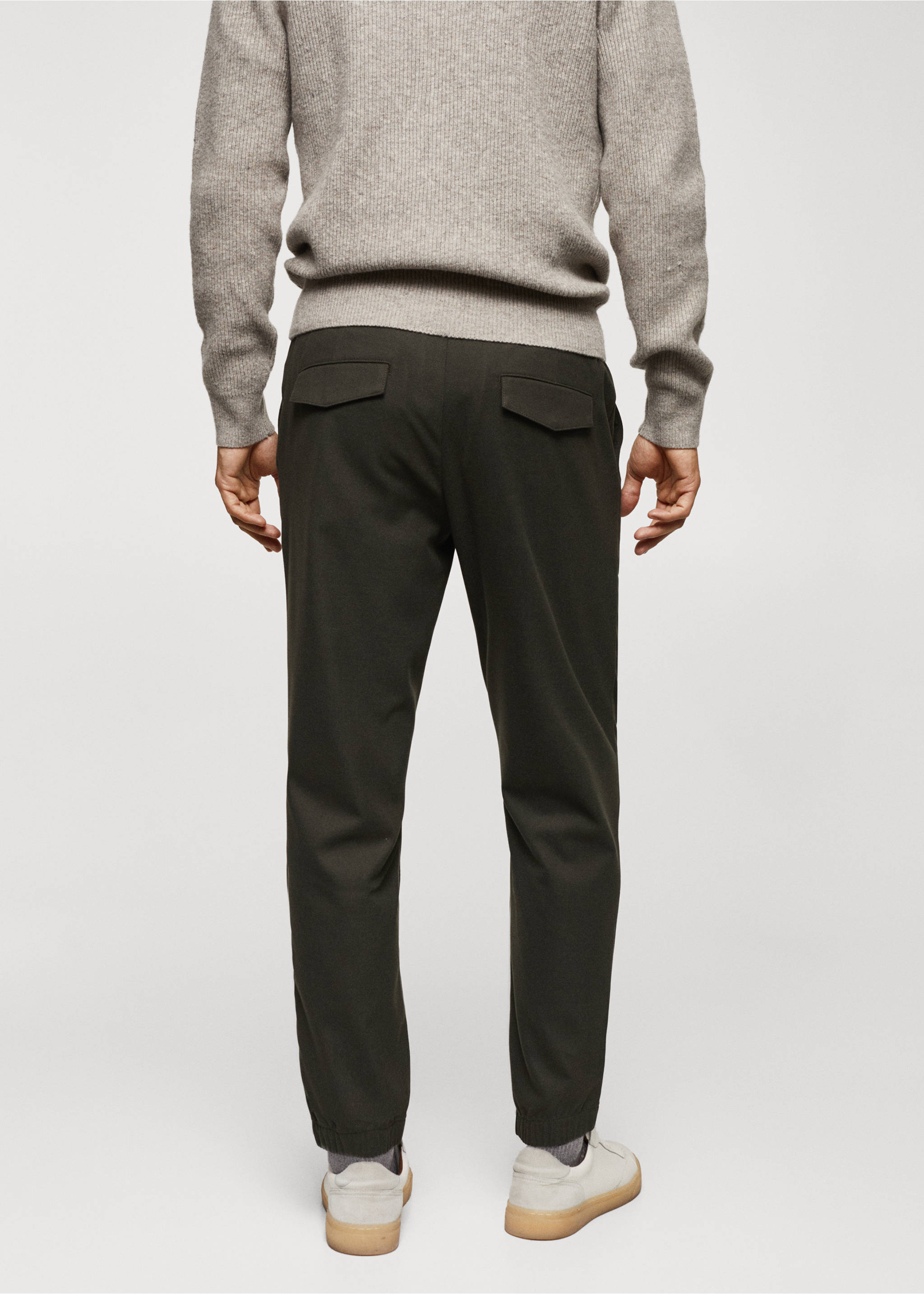 Pantalón jogger slim fit cordón - Reverso del artículo, Khaki. Ref: 67000634-00.