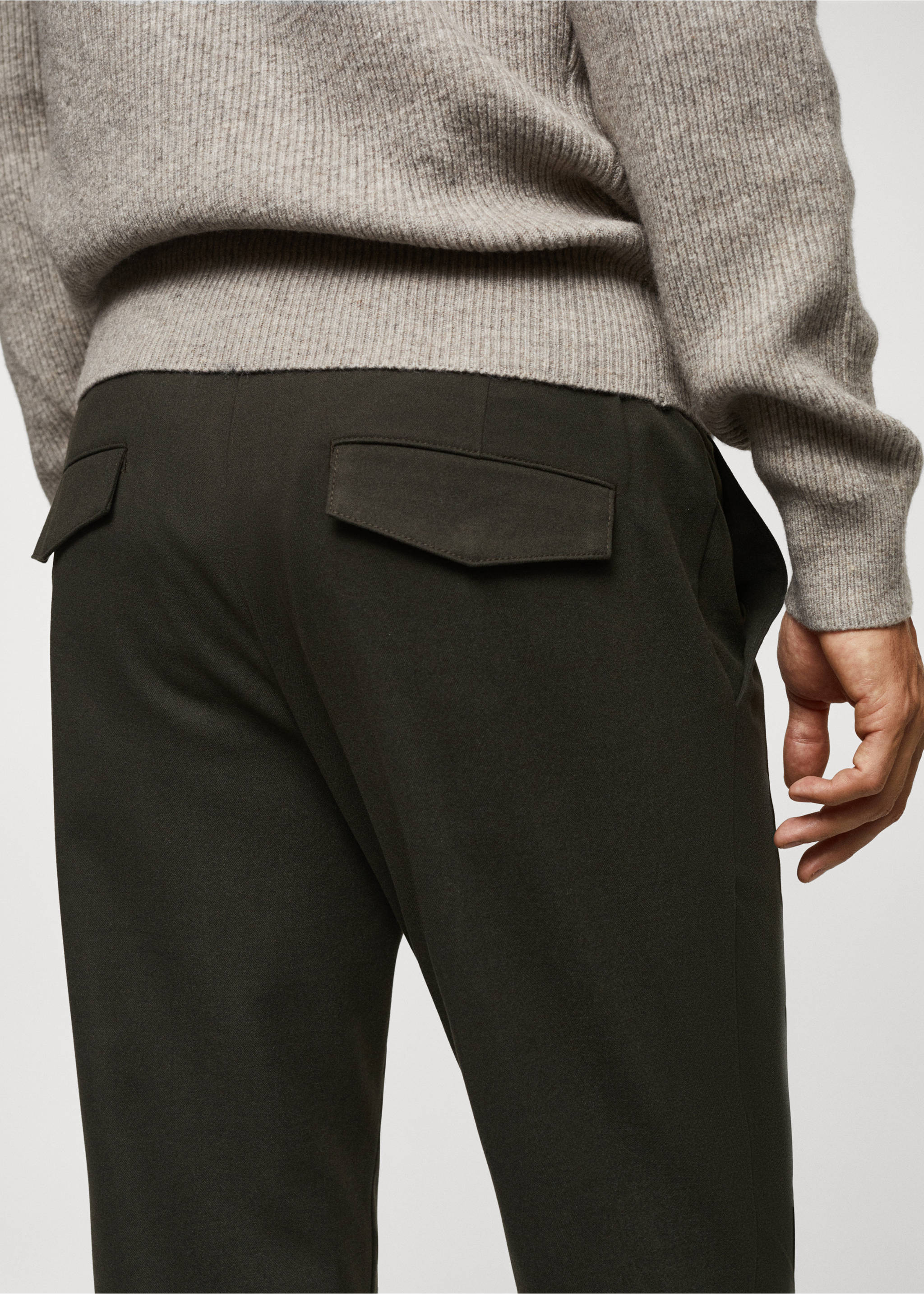 Pantalón jogger slim fit cordón - Detalle del artículo 2, Khaki. Ref: 67000634-00.
