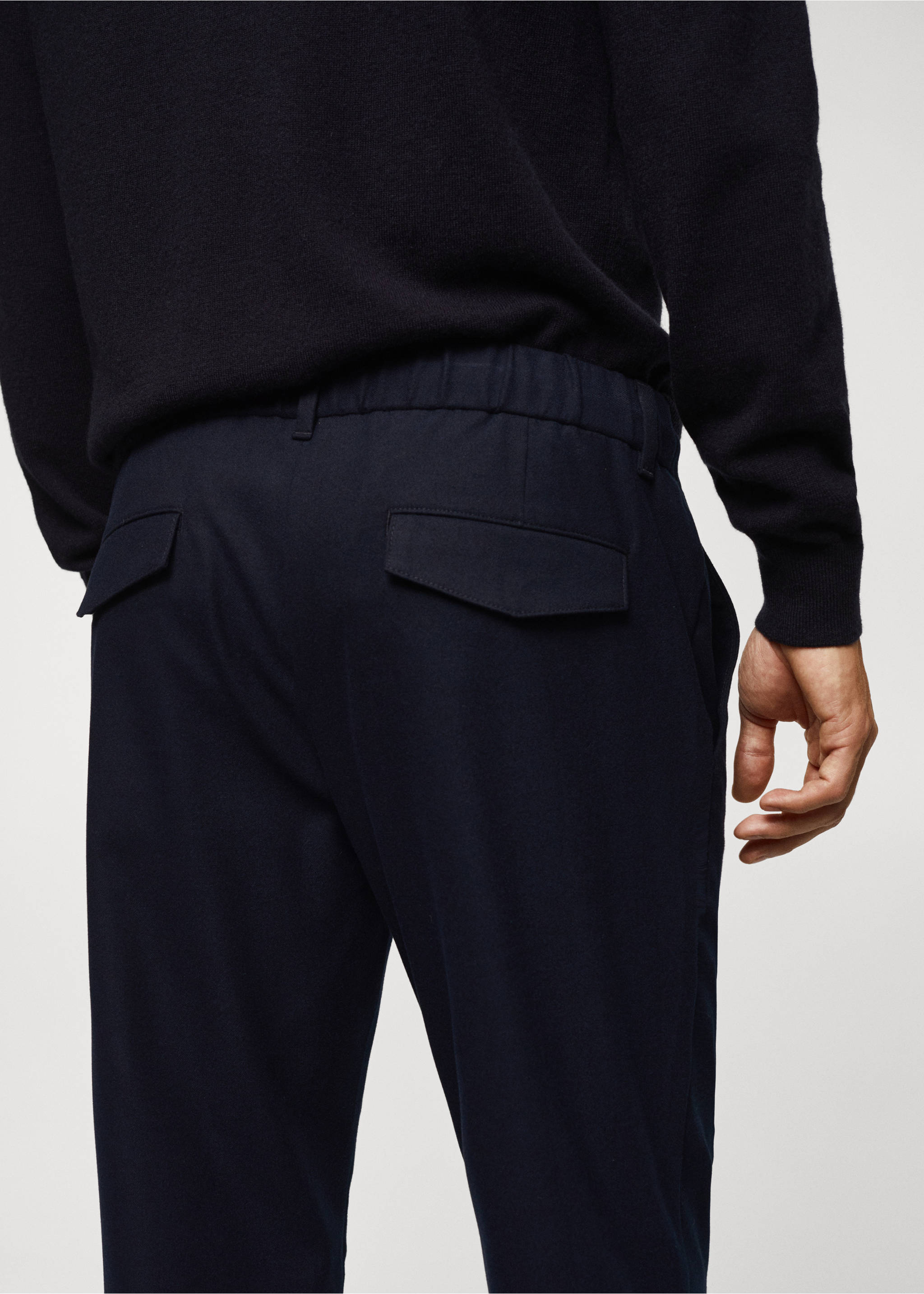 Slim-fit jogger trousers with drawstring - Details of the article 2, Navy. Ref: 67000634-00.