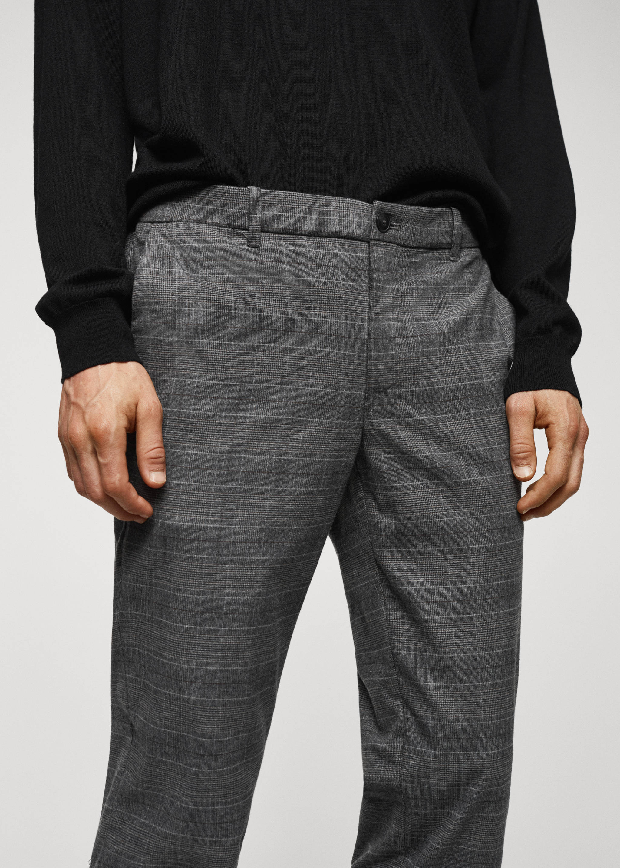 Slim-fit cotton check trousers - Details of the article 1