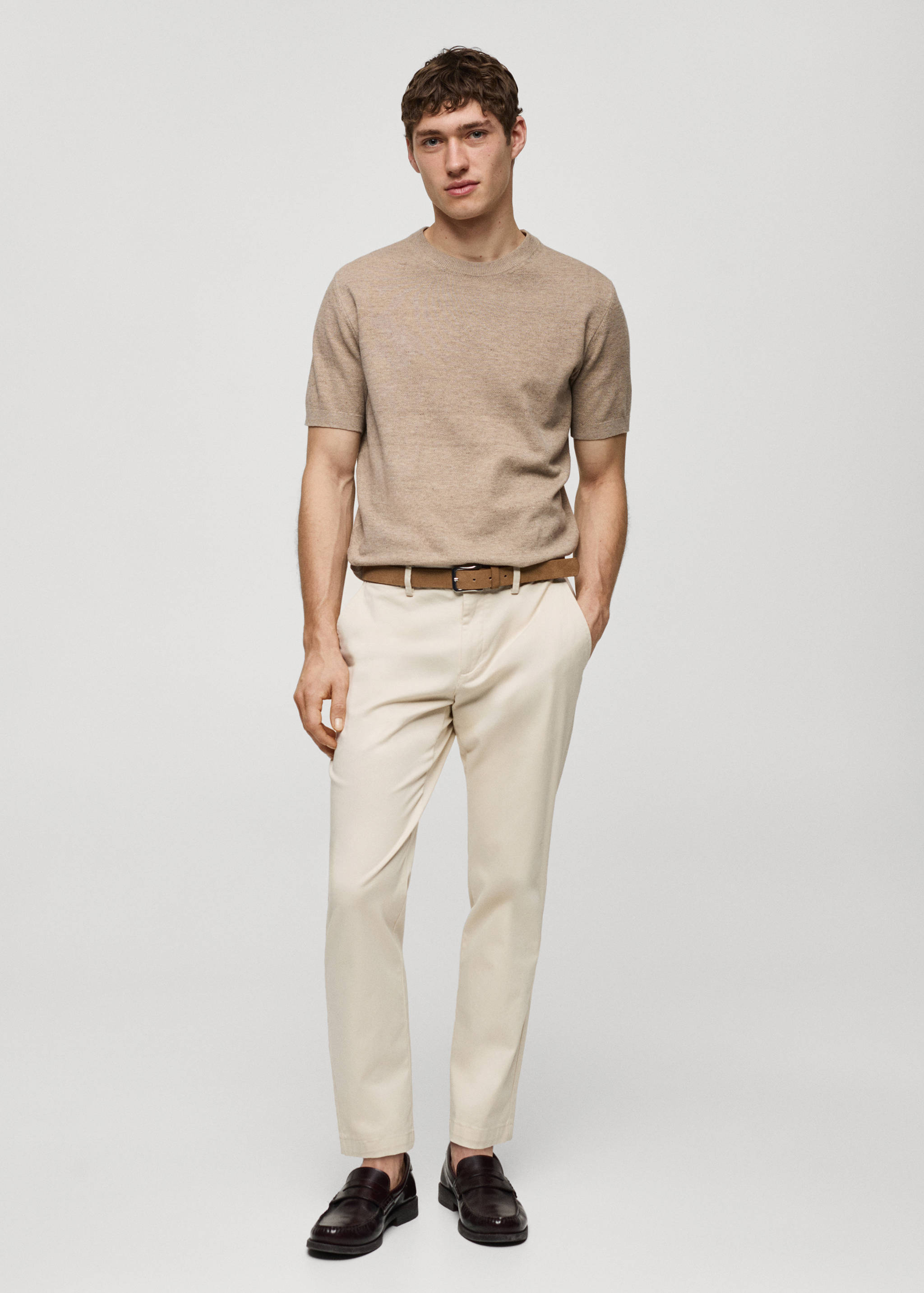 Cotton tapered crop trousers - General plane