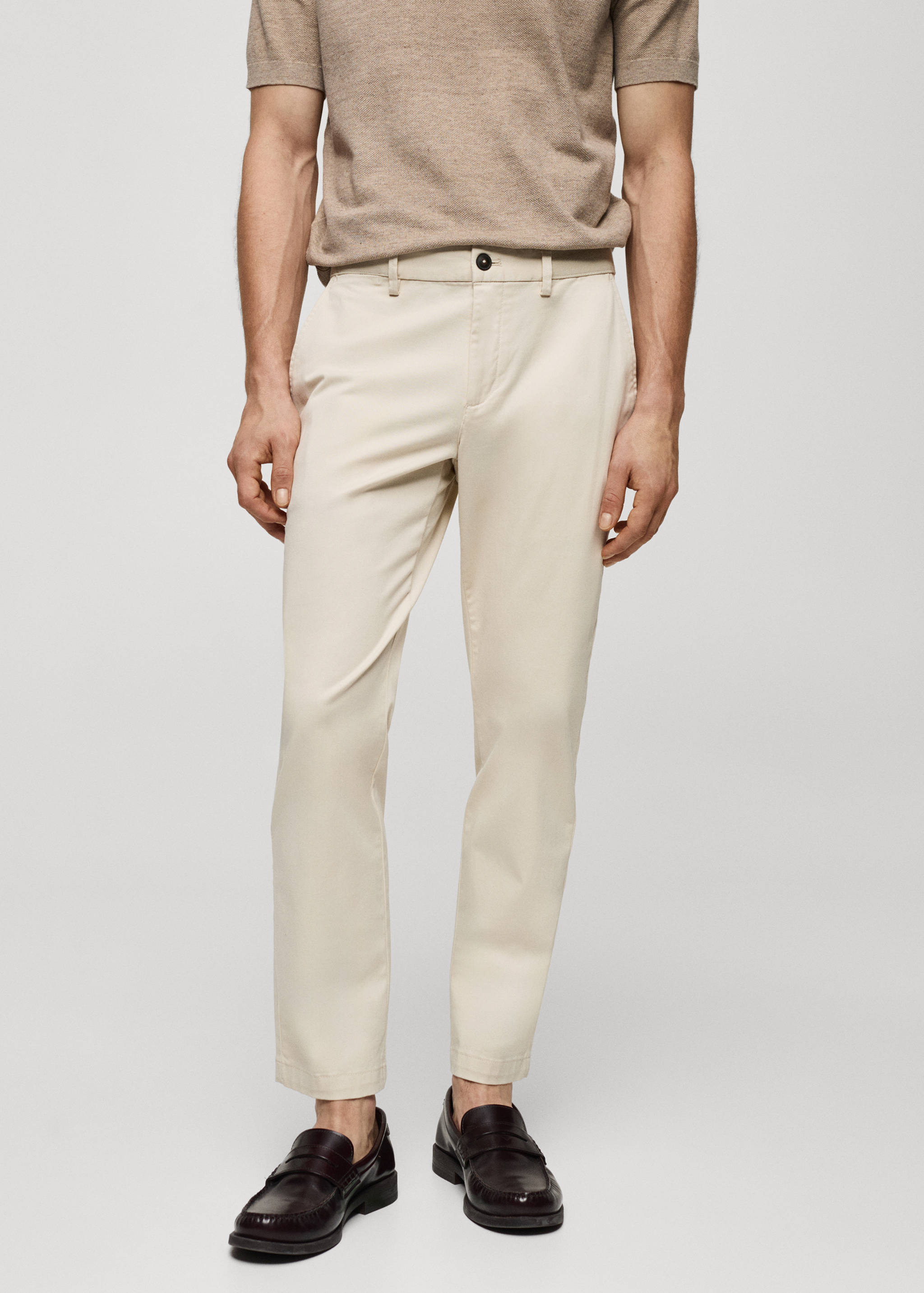 Cotton tapered crop trousers - Medium plane