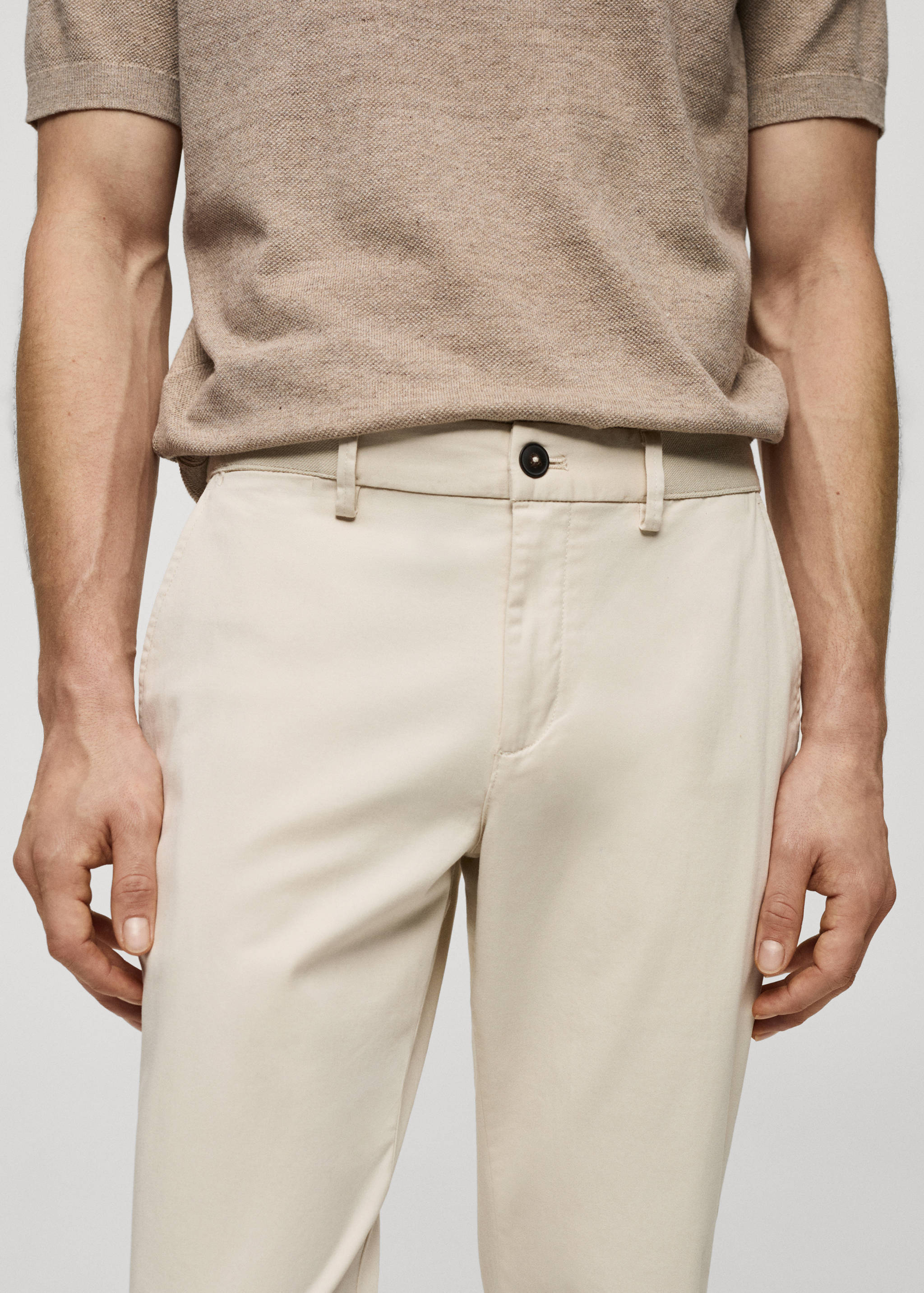 Cotton tapered crop trousers - Details of the article 1