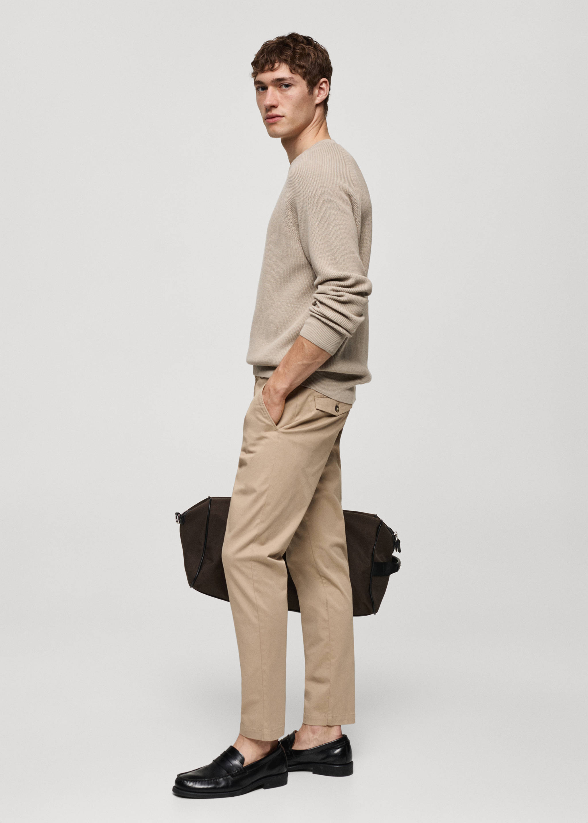 Cotton tapered crop trousers - Details of the article 2