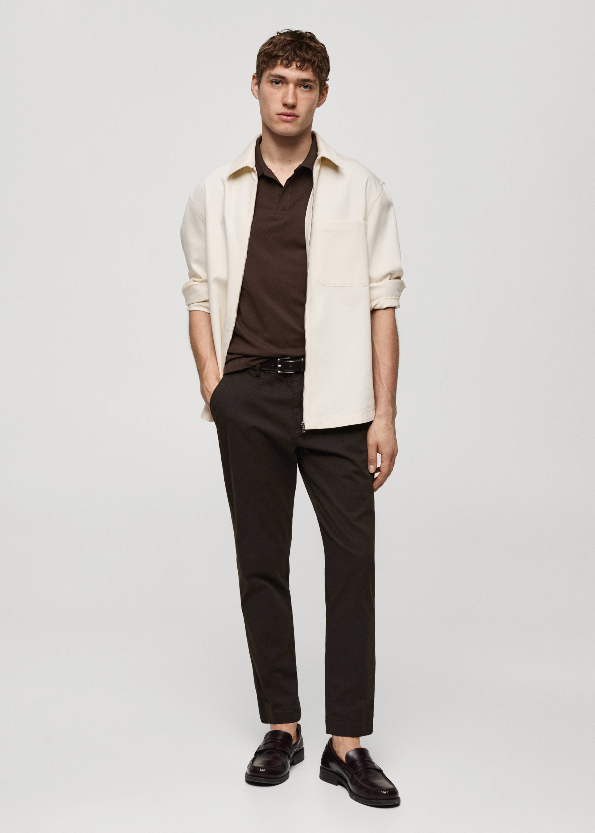 Cotton tapered crop trousers - General plane