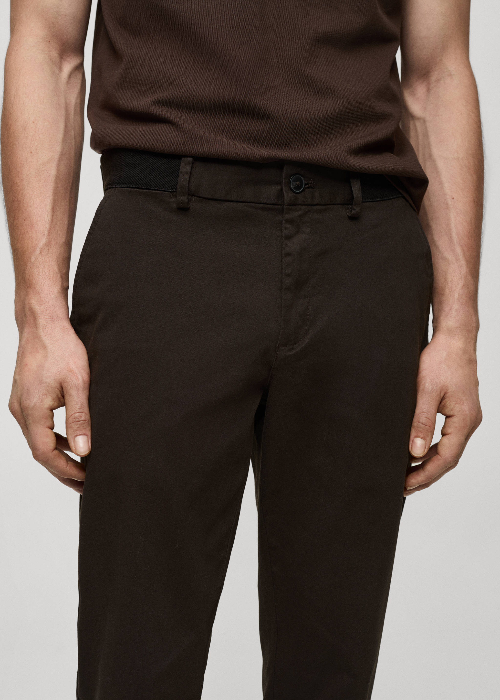 Cotton tapered crop trousers - Details of the article 1