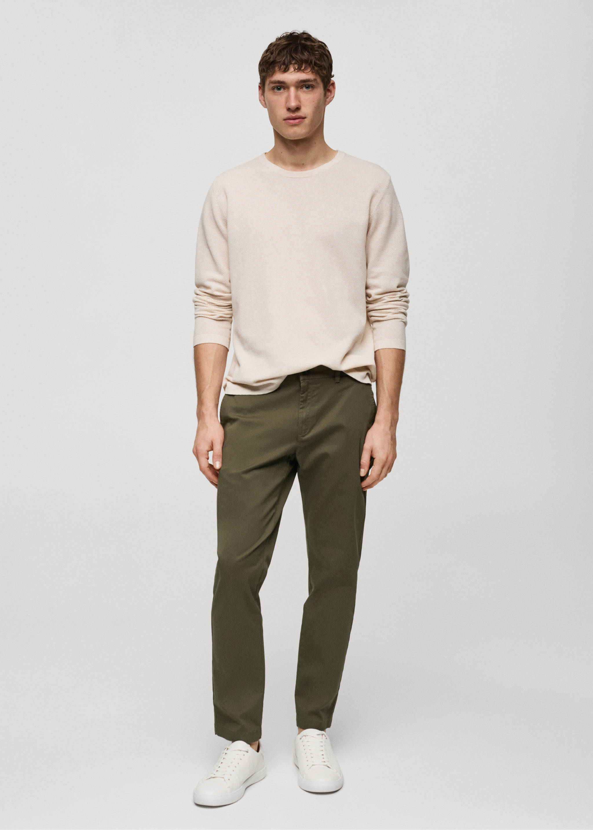 Cotton tapered crop trousers - General plane
