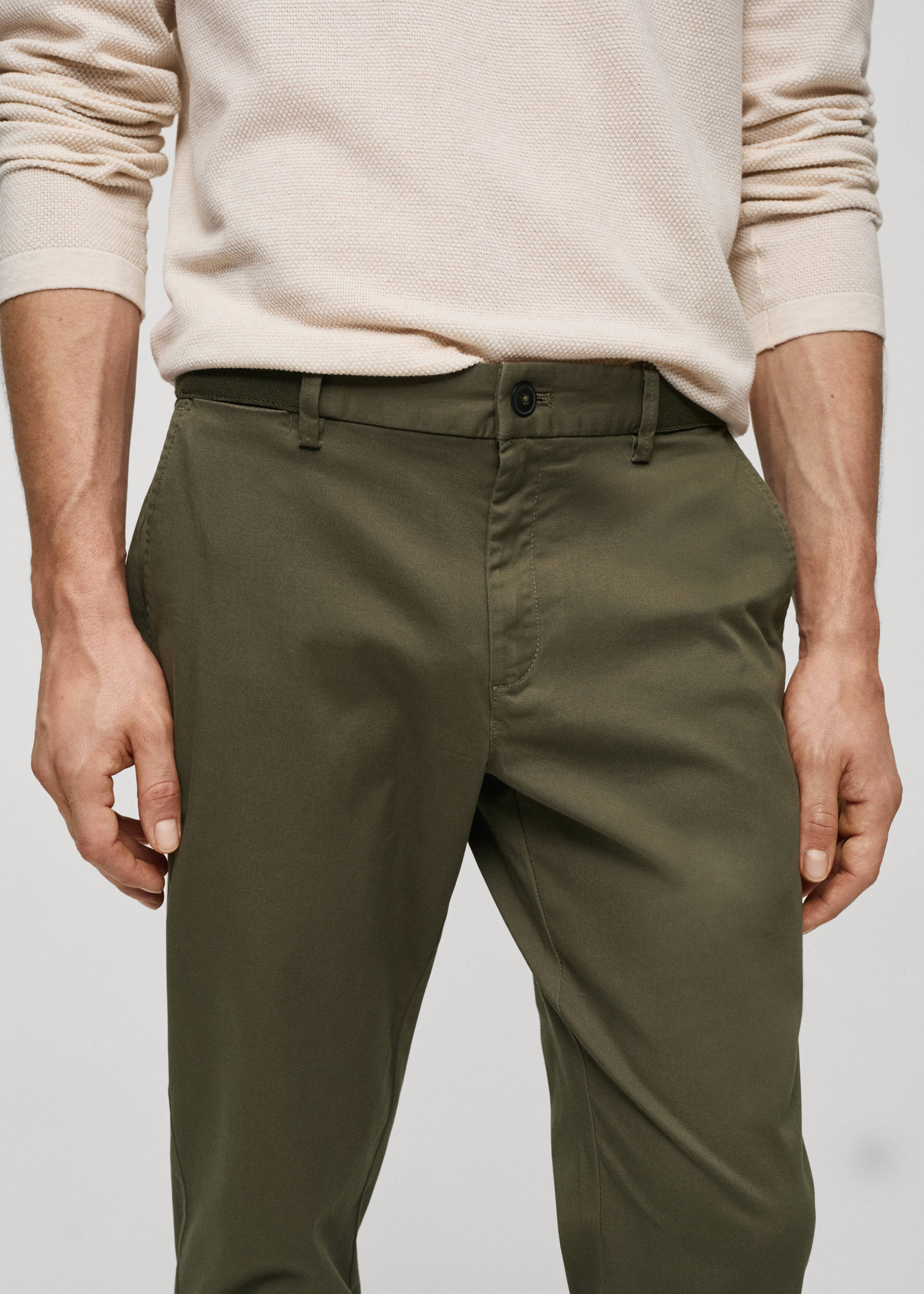 Cotton tapered crop trousers - Details of the article 1