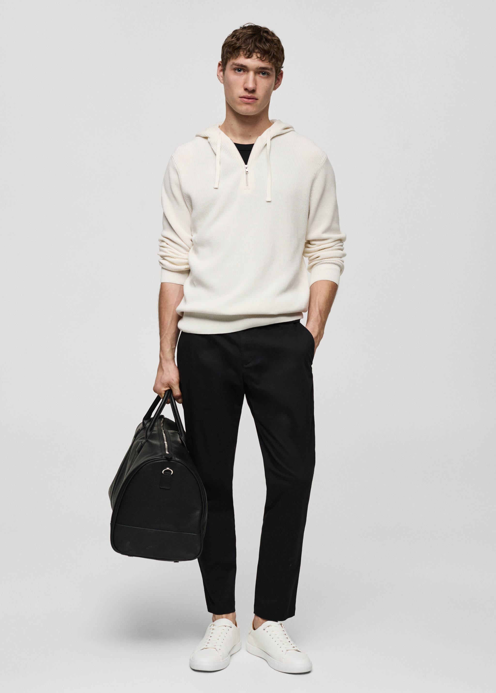 Cotton tapered crop trousers - General plane