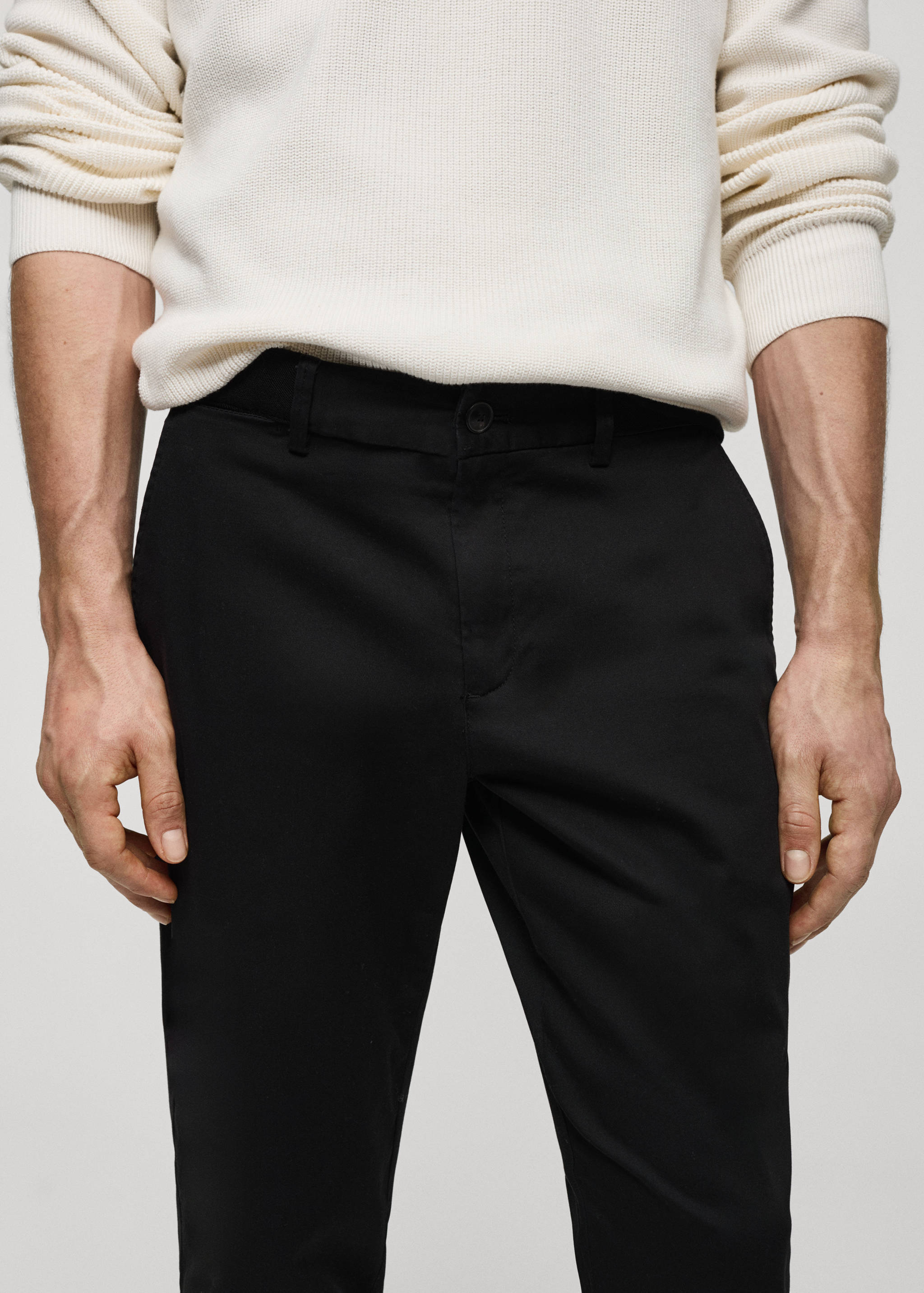 Cotton tapered crop trousers - Details of the article 1