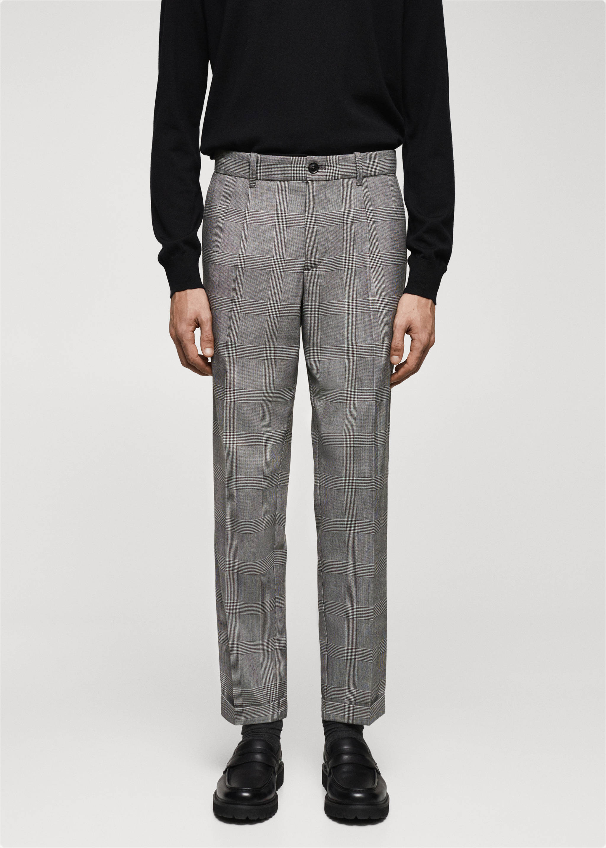 Check pleated trousers - Medium plane