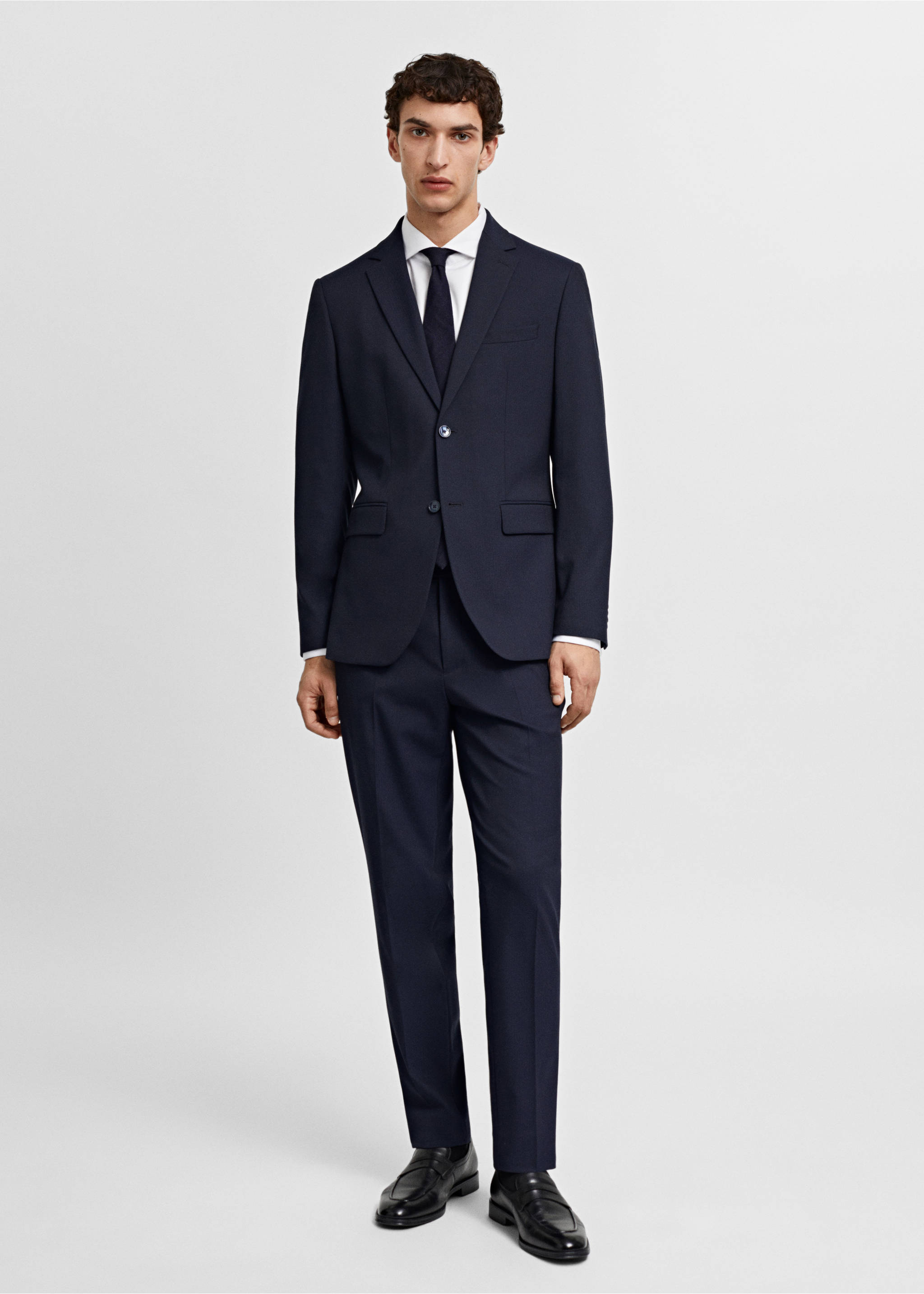 Stretch-fabric slim-fit suit pants - General plane, Navy. Ref: 67000640-02.
