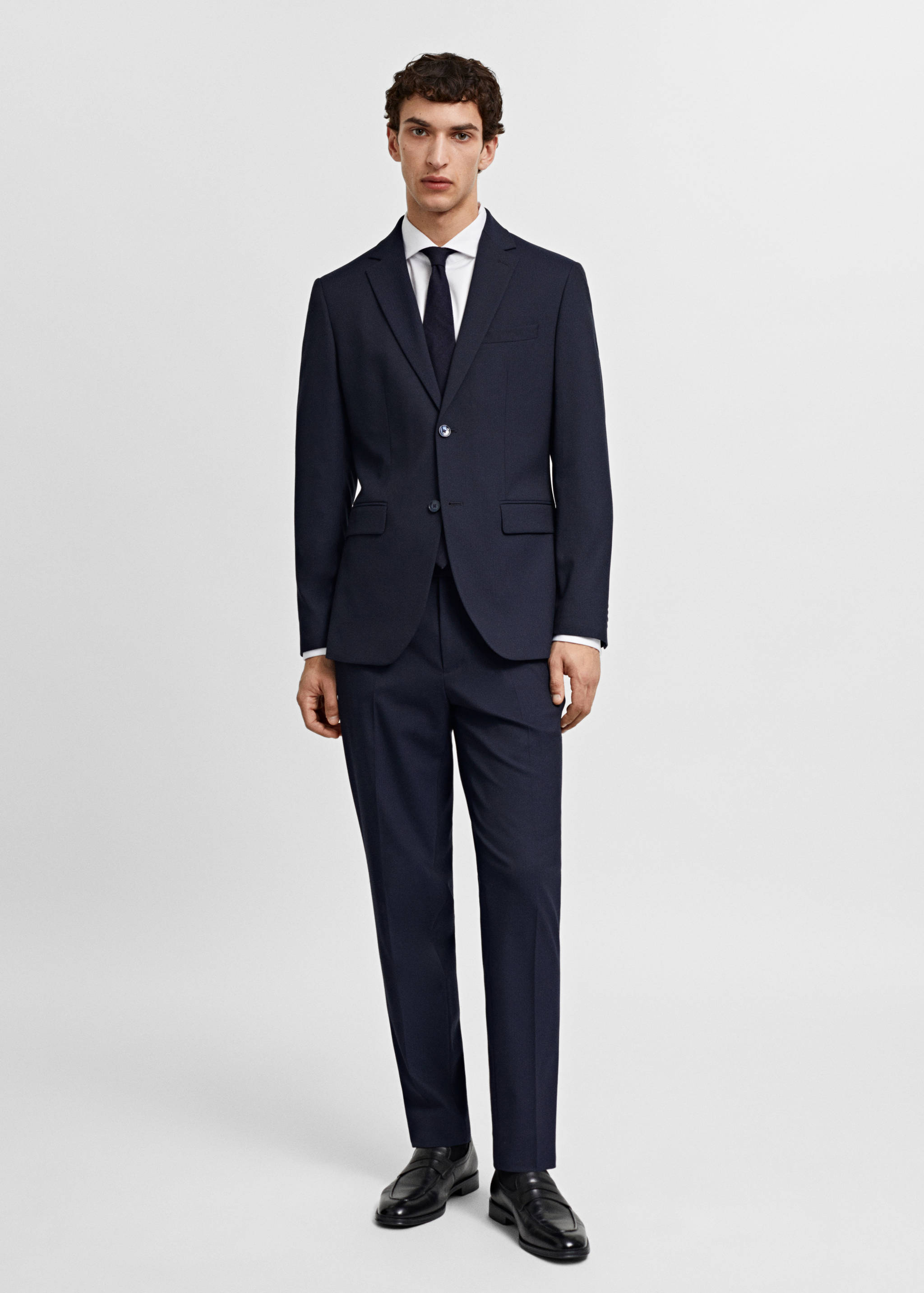 Stretch-fabric slim-fit suit trousers - General plane