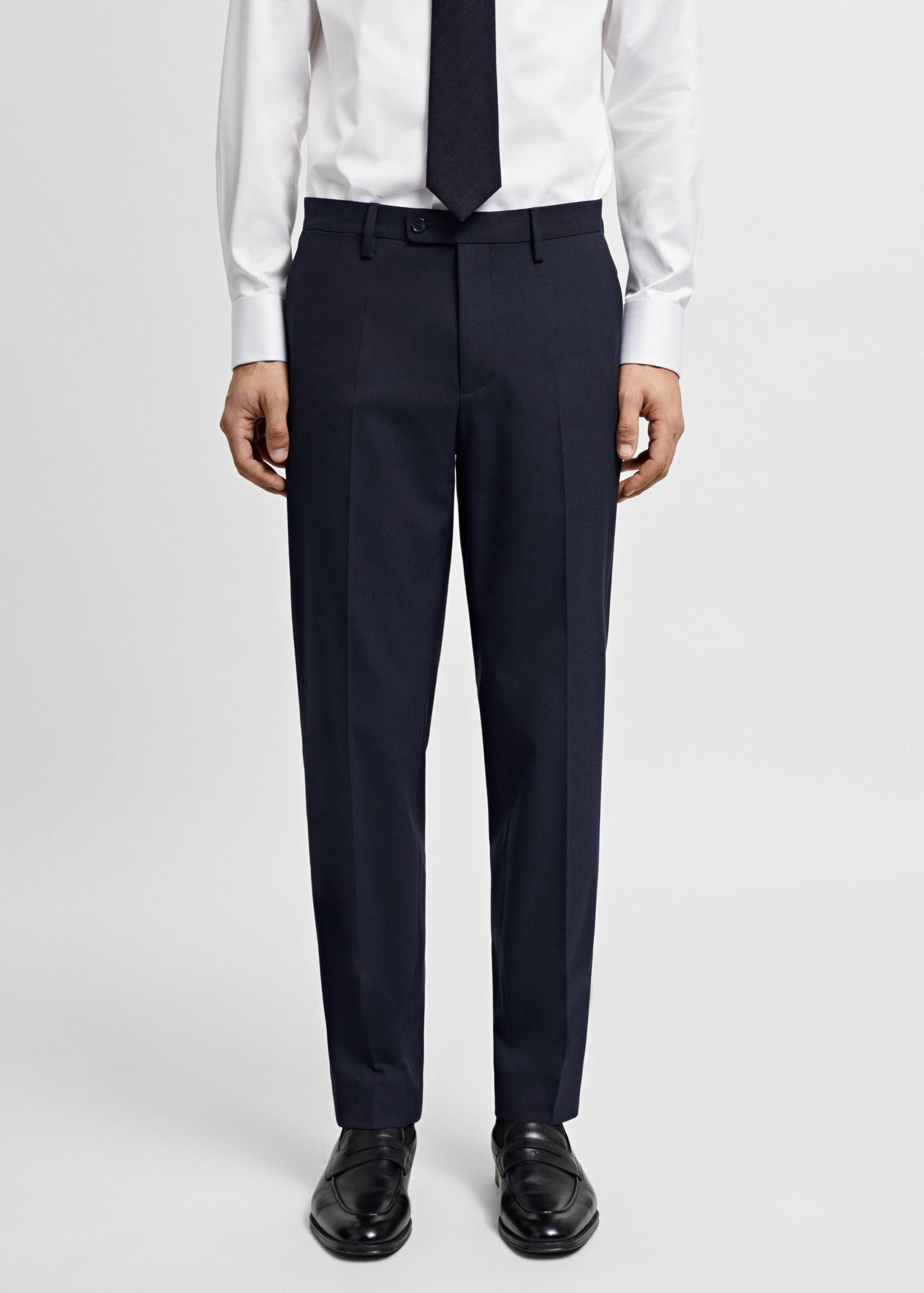 Stretch-fabric slim-fit suit trousers - Medium plane