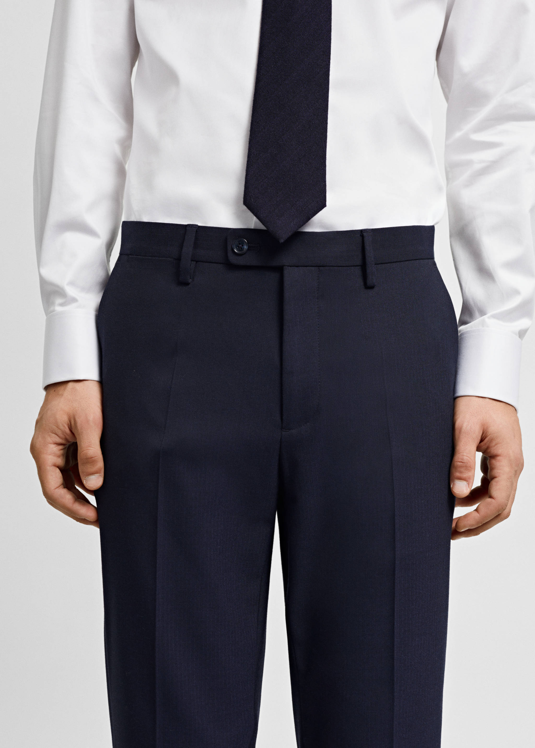 Stretch-fabric slim-fit suit trousers - Details of the article 3