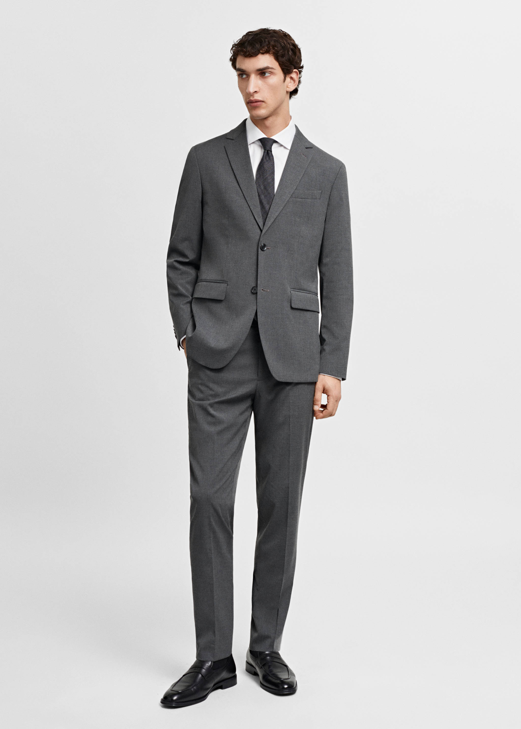 Stretch fabric slim-fit suit trousers - General plane