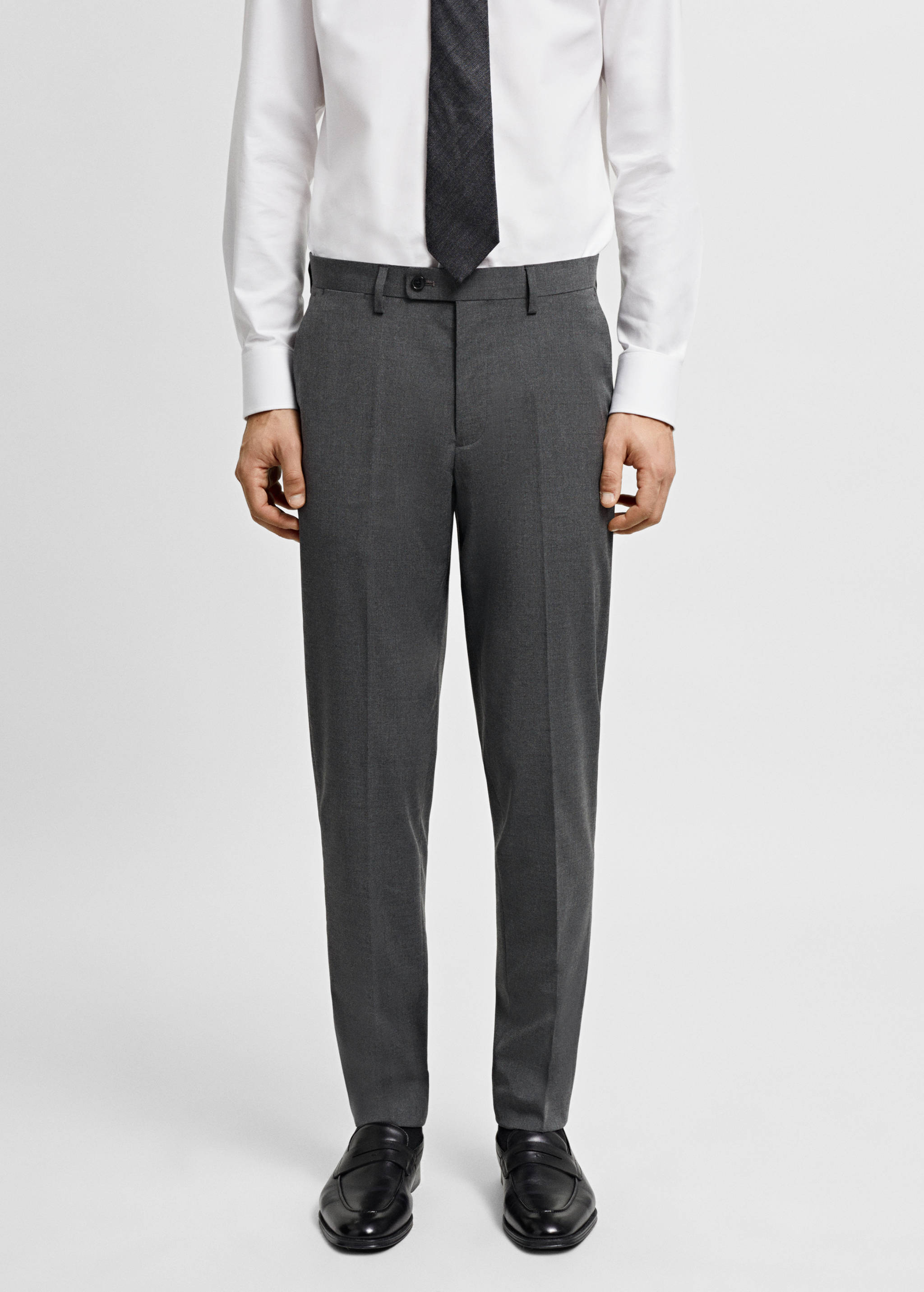 Stretch fabric slim-fit suit trousers - Medium plane